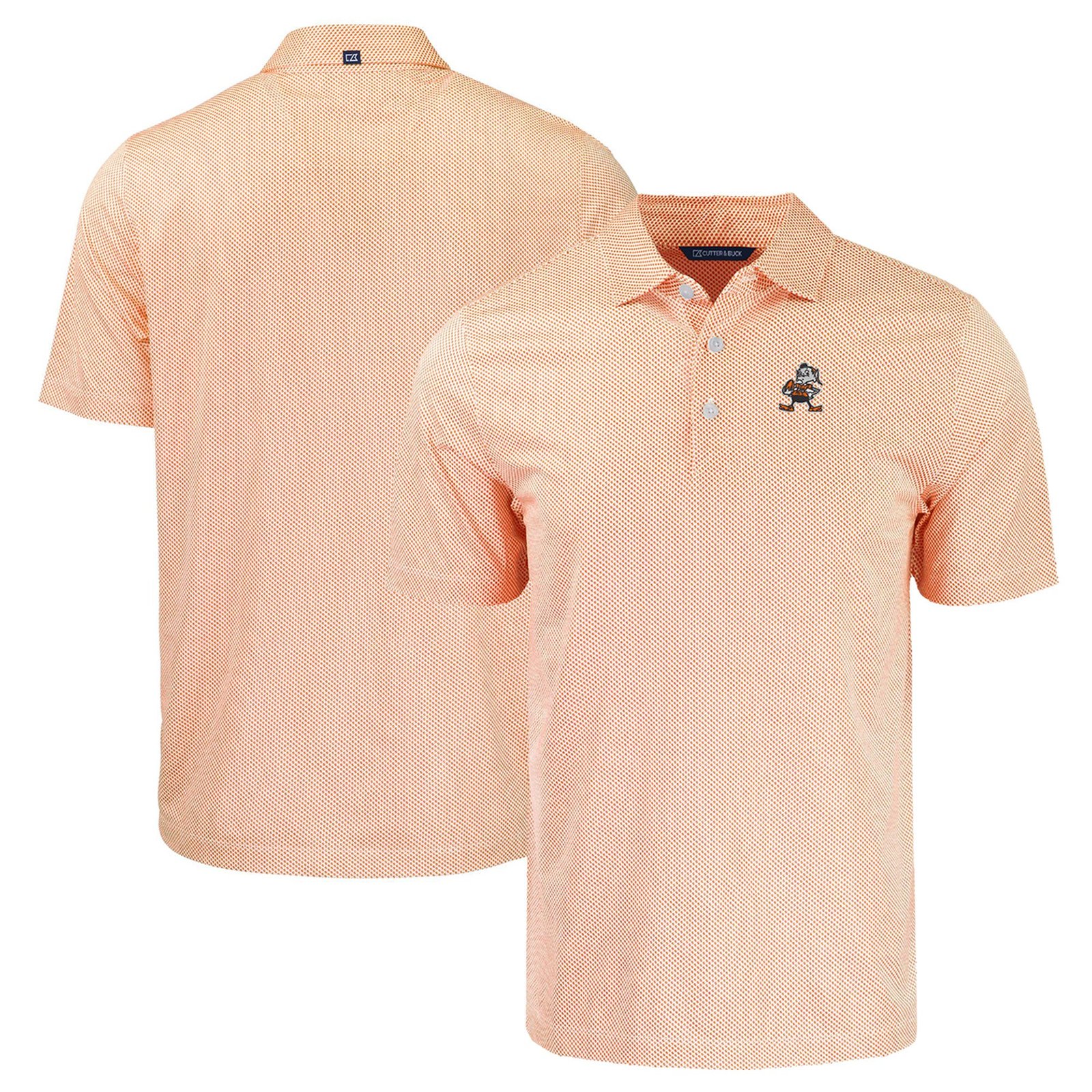 Men’s Cutter & Buck Orange Cleveland Browns Throwback Big & Tall Pike Eco Symmetry Print Stretch Recycled Polo Men’s Cutter & Buck Orange Cleveland Browns Throwback Big & Tall Pike Eco Symmetry Print Stretch Recycled Polo