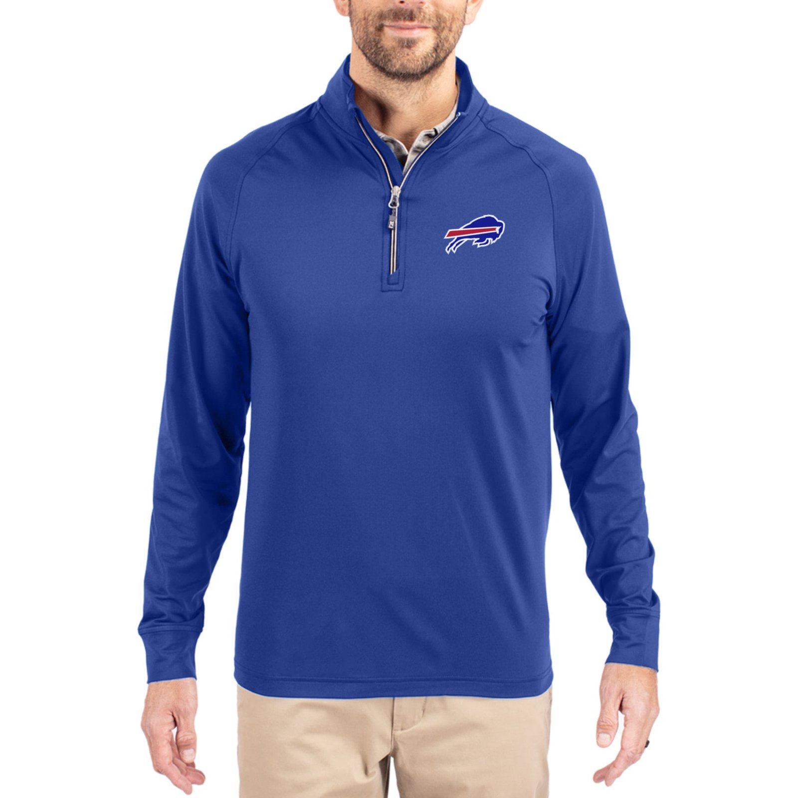 Men’s Cutter & Buck Royal Buffalo Bills Adapt Eco Knit Quarter-Zip Pullover Jacket