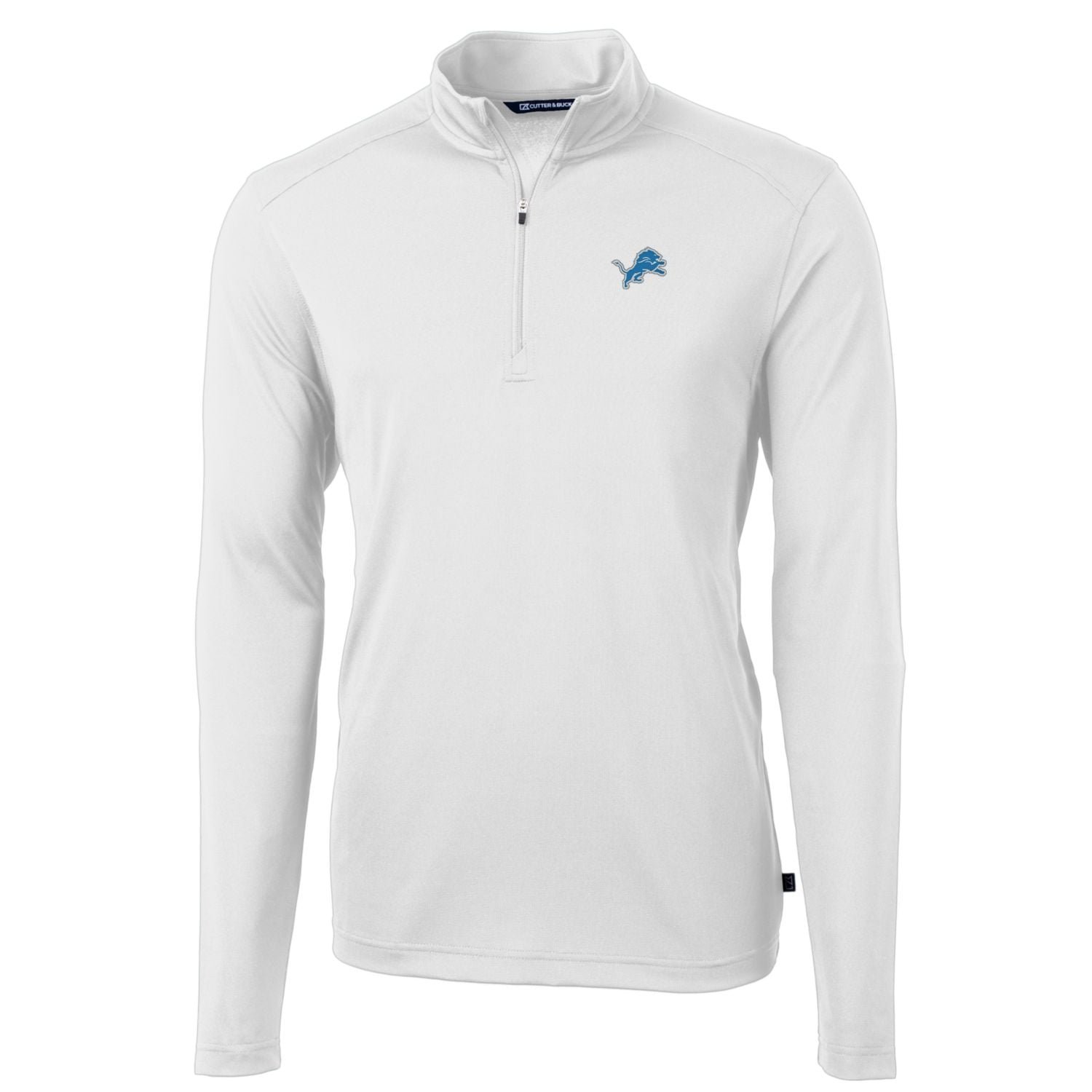 Men’s Cutter & Buck White Detroit Lions Big & Tall Virtue Eco Pique Quarter-Zip Pullover Jacket