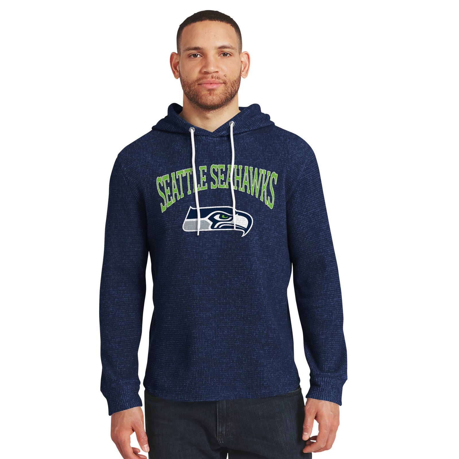 Men’s Darius Rucker Collection by Fanatics College Navy Seattle Seahawks Waffle Knit Hooded Tri-Blend Long Sleeve T-Shirt