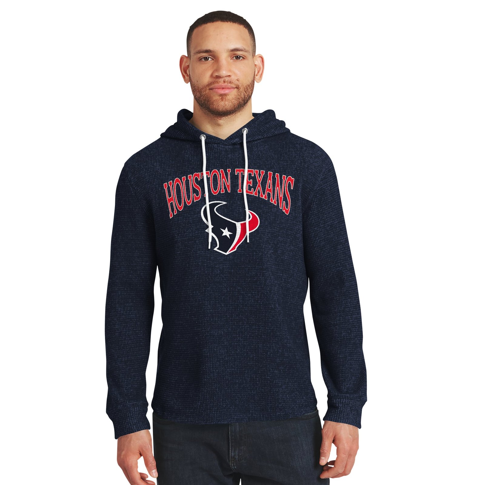 Men’s Darius Rucker Collection by Fanatics Navy Houston Texans Waffle Knit Hooded Tri-Blend Long Sleeve T-Shirt