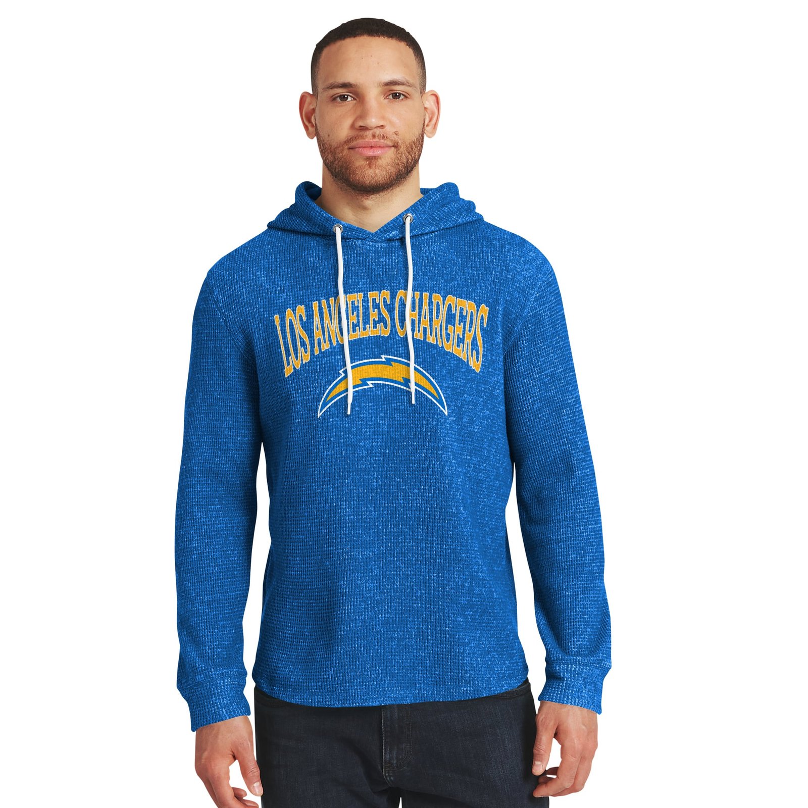 Men’s Darius Rucker Collection by Fanatics Powder Blue Los Angeles Chargers Waffle Knit Hooded Tri-Blend Long Sleeve T-Shirt