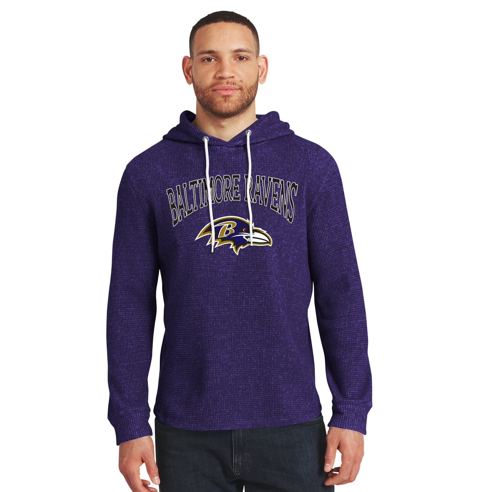 Men’s Darius Rucker Collection by Fanatics Purple Baltimore Ravens Waffle Knit Hooded Tri-Blend Long Sleeve T-Shirt