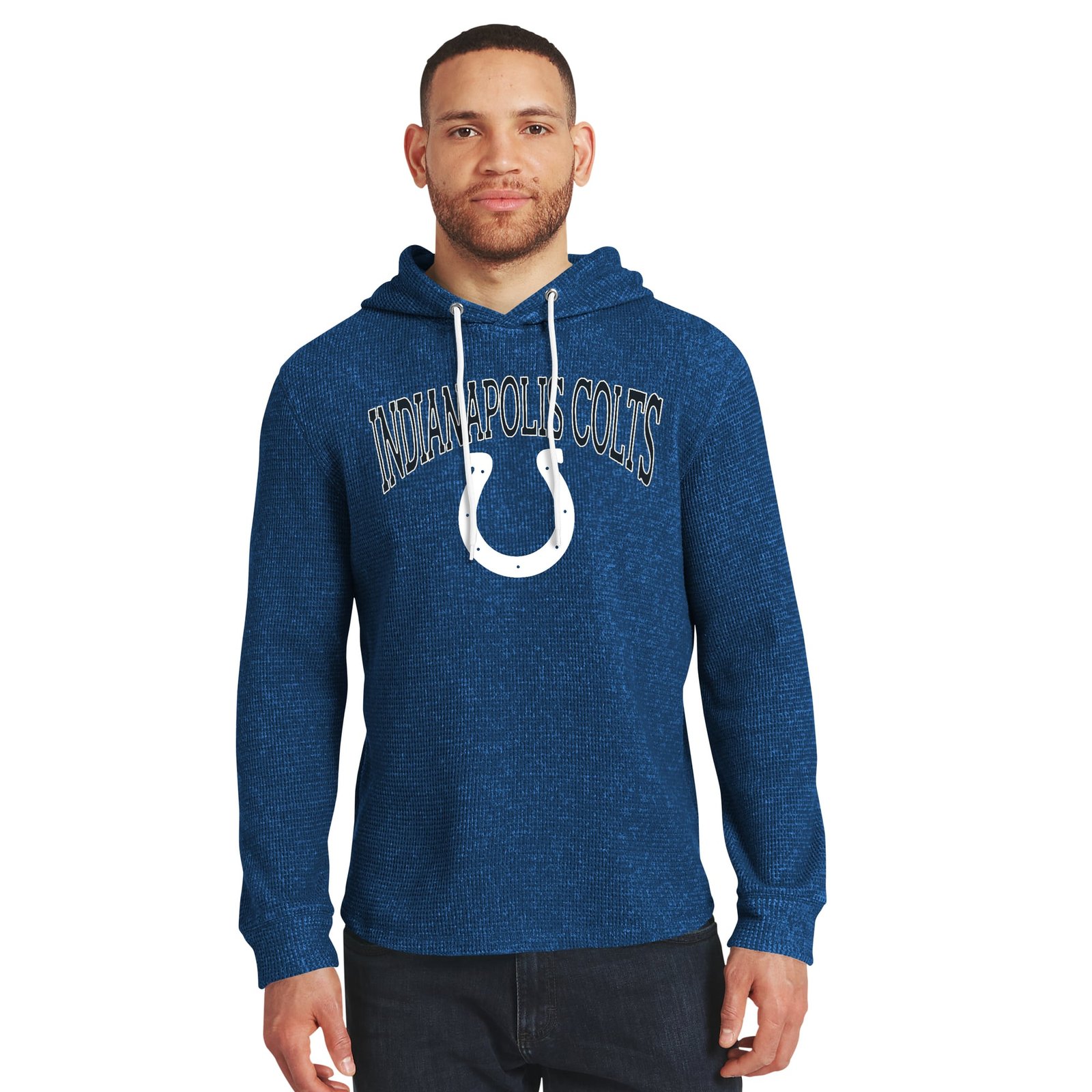 Men’s Darius Rucker Collection by Fanatics Royal Indianapolis Colts Waffle Knit Hooded Tri-Blend Long Sleeve T-Shirt