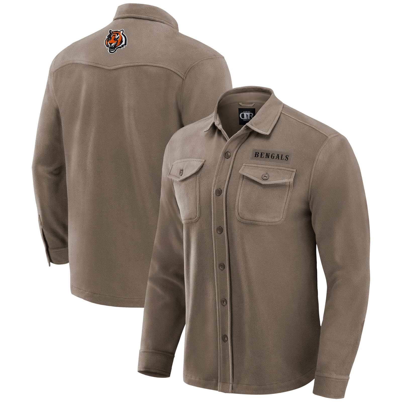 Men’s Darius Rucker Collection by Fanatics Tan Cincinnati Bengals Polar Fleece Cozy Button-Up Shirt