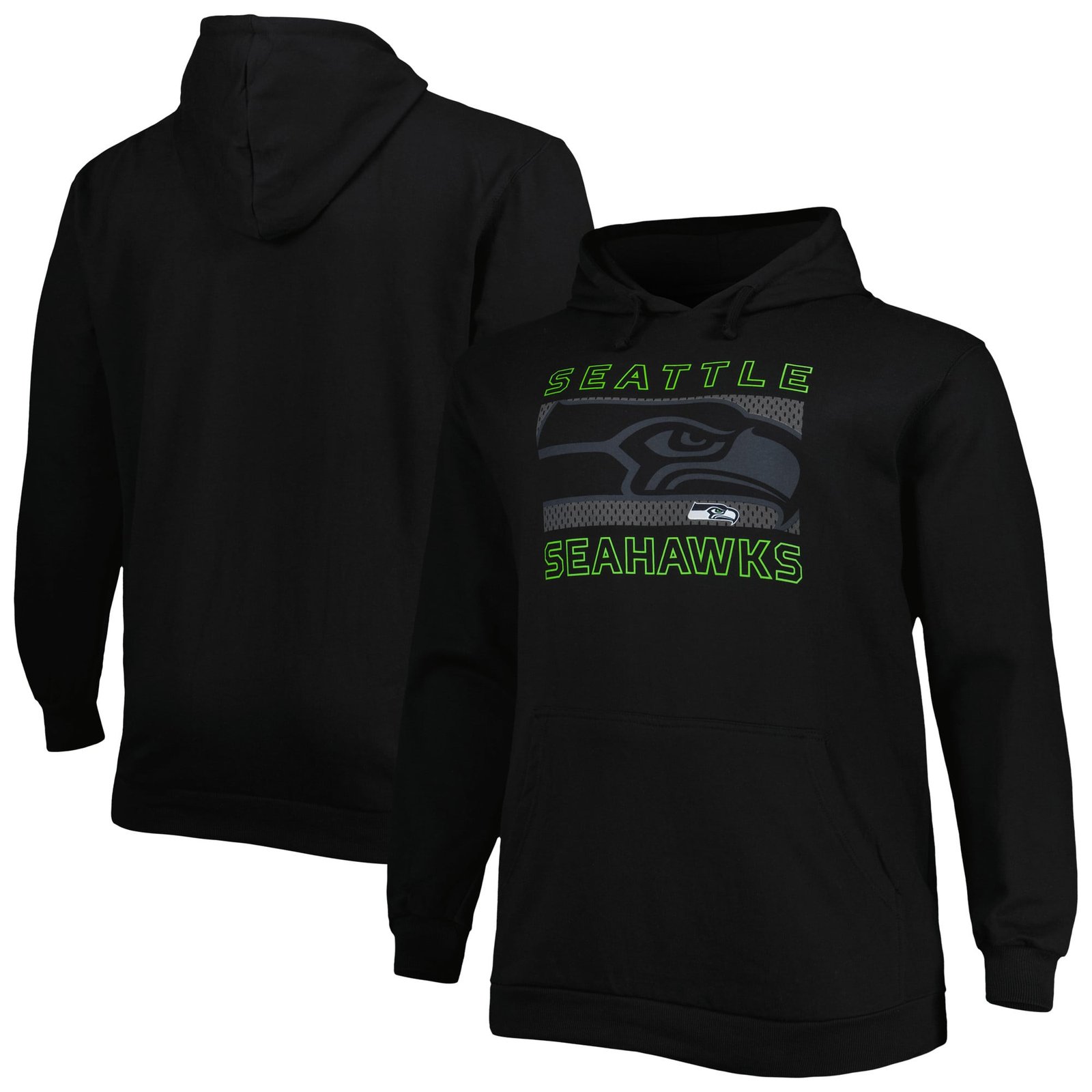 Men’s Fanatics Black Seattle Seahawks Big & Tall Pop of Color Pullover Hoodie