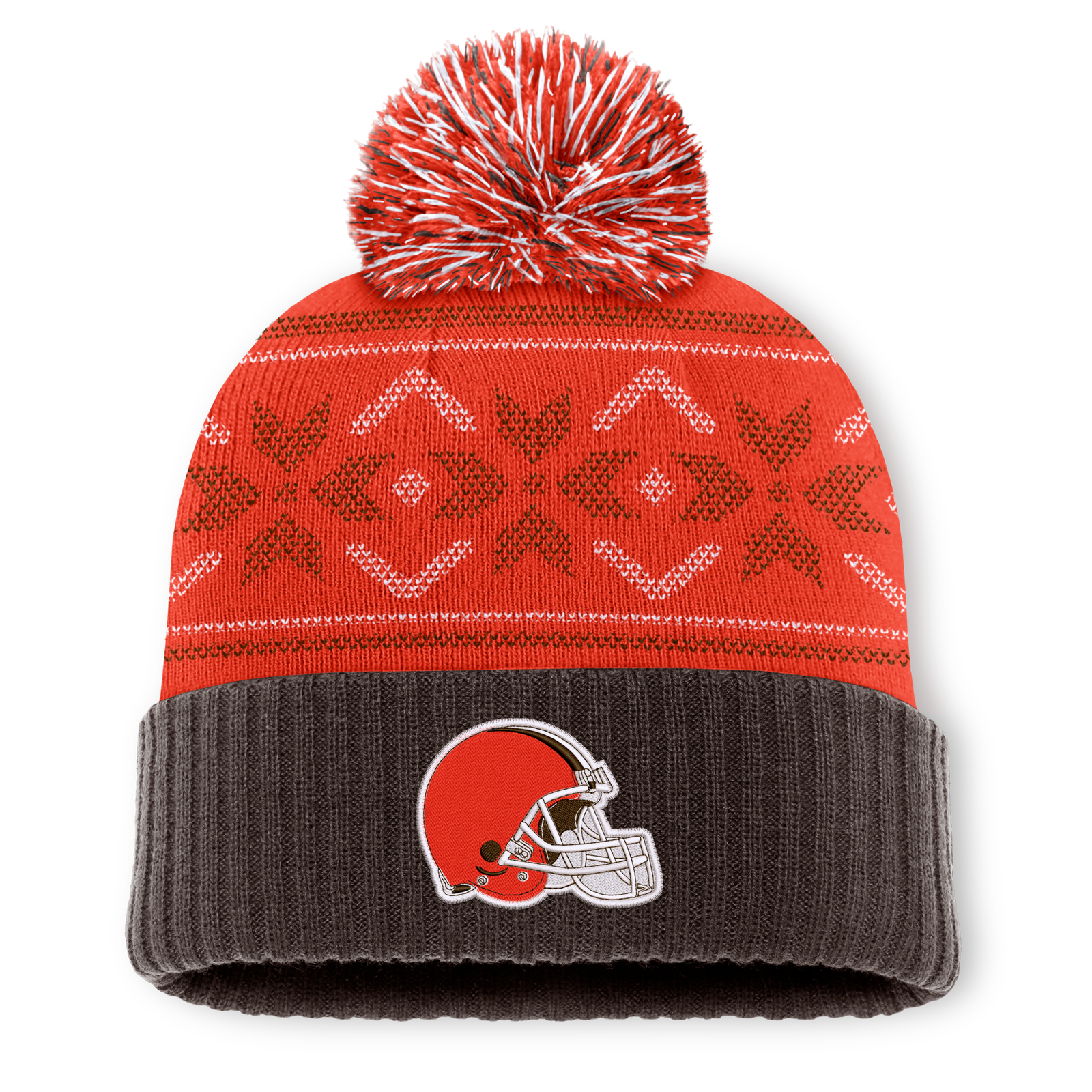 Men’s Fanatics Brown/Orange Cleveland Browns Snowday Cuffed Knit Hat with Pom