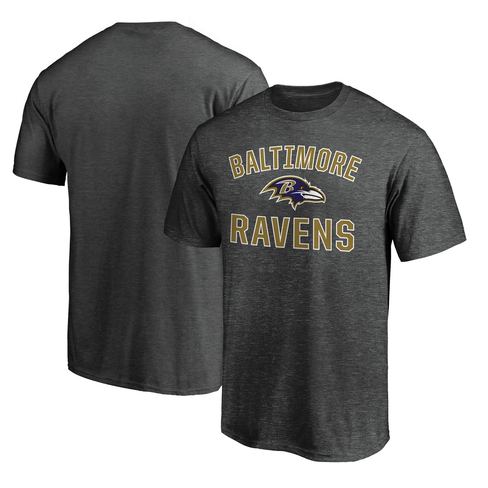 Men’s Fanatics Heather Charcoal Baltimore Ravens Victory Arch T-Shirt