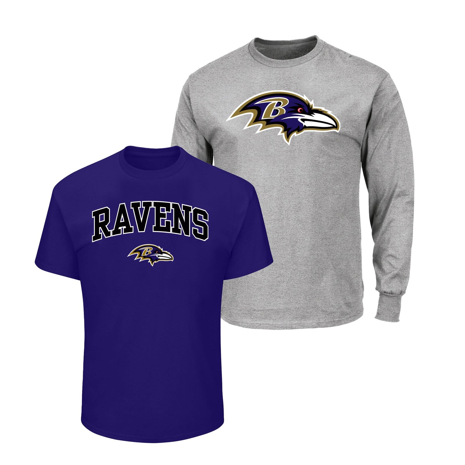 Men’s Fanatics Purple/Heather Gray Baltimore Ravens Big & Tall 2-Pack T-Shirt Set