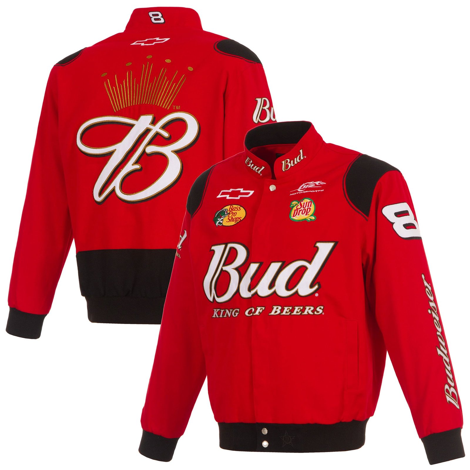 Men’s JH Design Red Dale Earnhardt Jr. Budweiser Full-Snap Twill Jacket