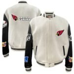 Men’s Jeff Hamilton White Arizona Cardinals Wool & Leather Full-Snap Varsity Jacket
