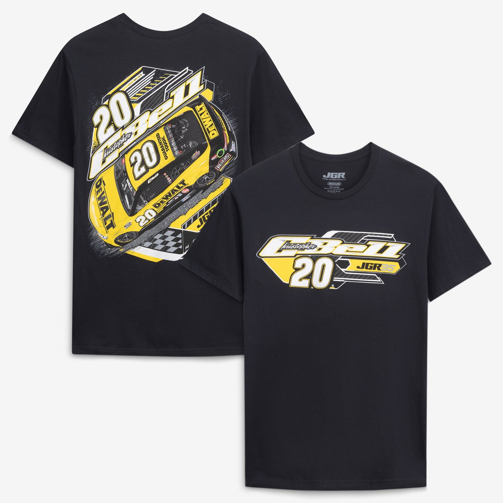 Men’s Joe Gibbs Racing Team Collection Black Christopher Bell #20 DeWalt T-Shirt