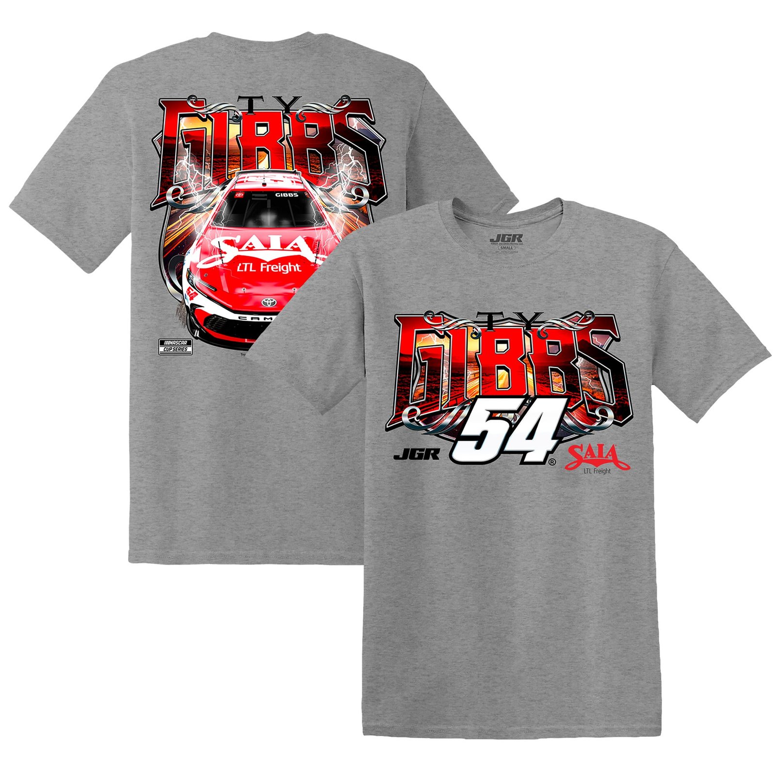 Men’s Joe Gibbs Racing Team Collection Heather Gray Ty Gibbs Saia Car T-Shirt