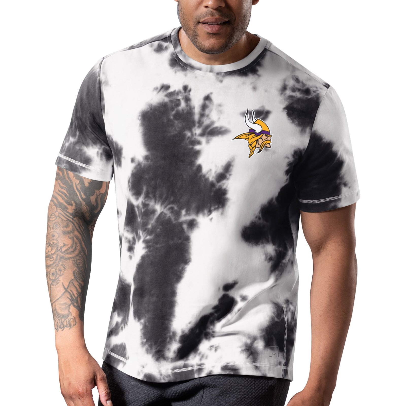Men’s MSX by Michael Strahan Black Minnesota Vikings Freestyle Tie-Dye T-Shirt