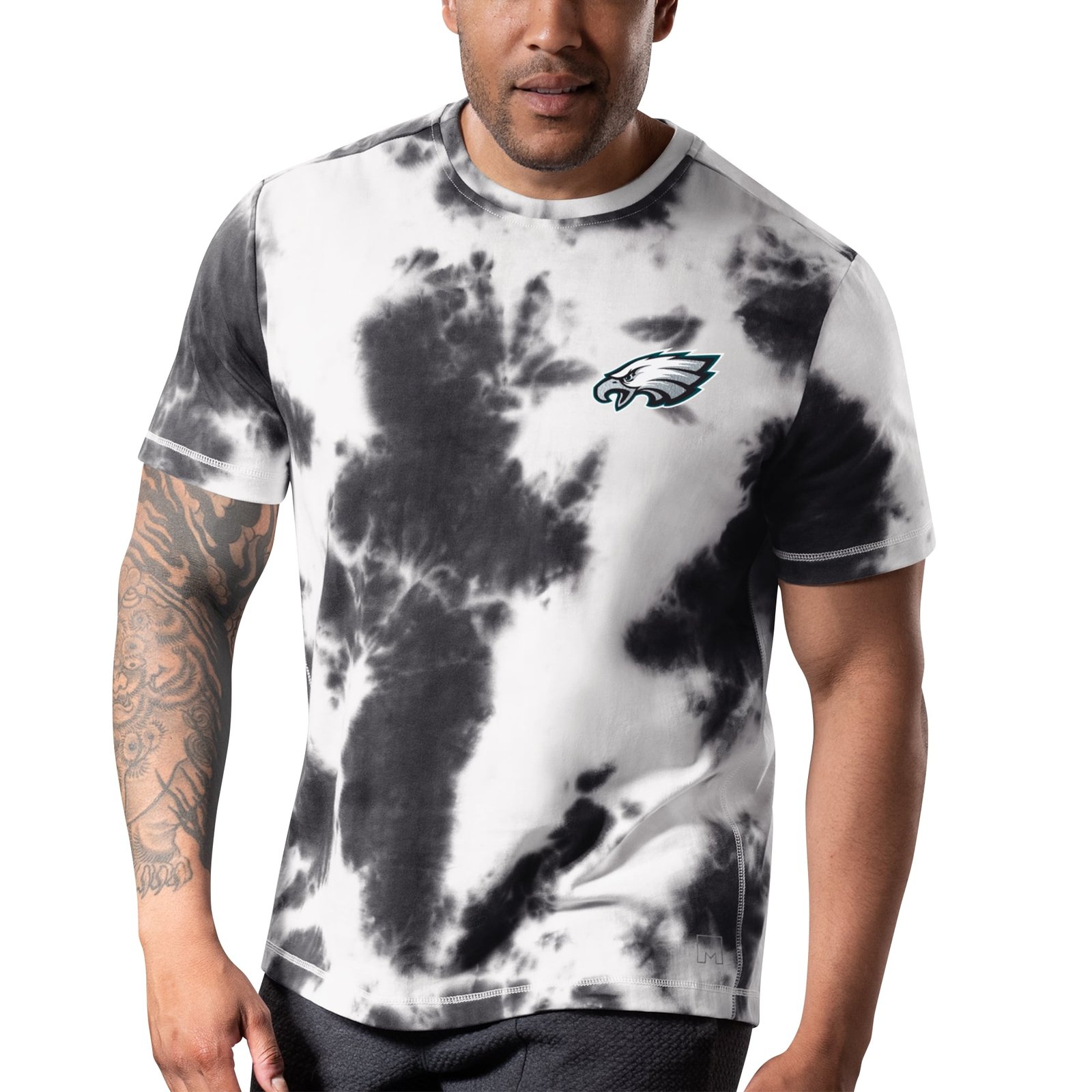 Men’s MSX by Michael Strahan Black Philadelphia Eagles Freestyle Tie-Dye T-Shirt