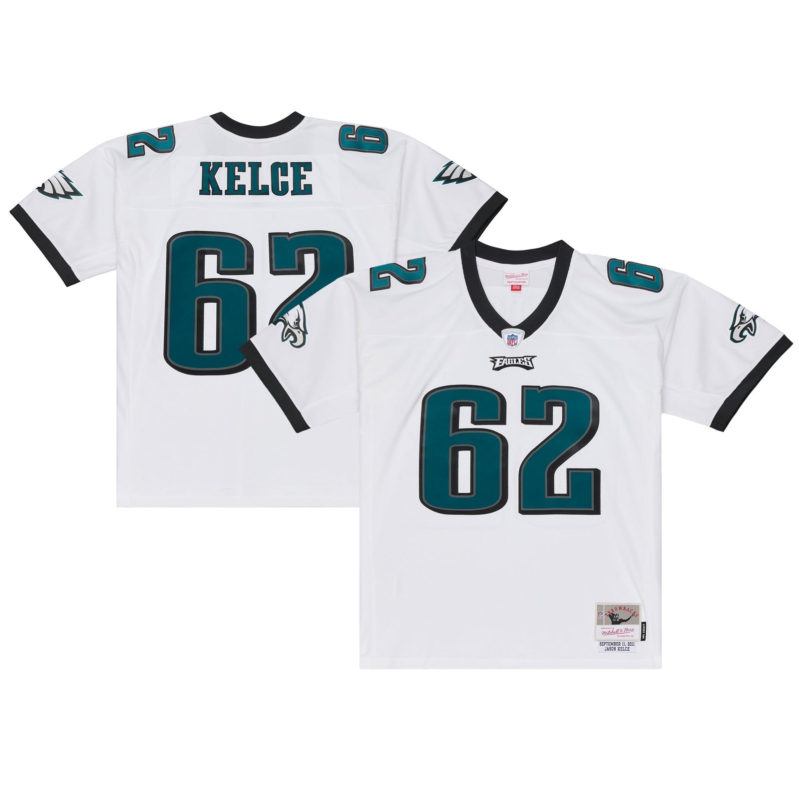 Men’s Mitchell & Ness Jason Kelce White Philadelphia Eagles 2011 Legacy Replica Player Jersey