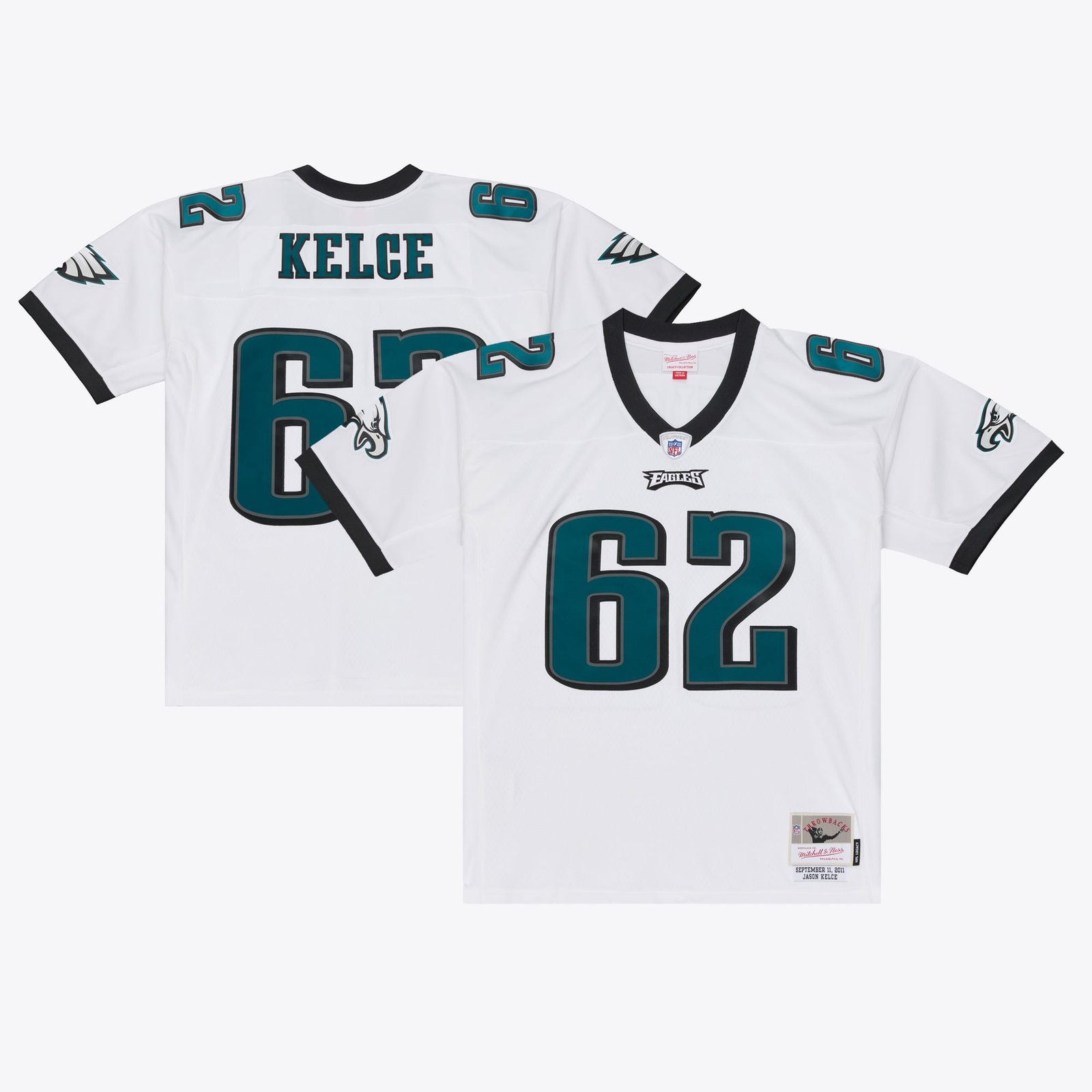 Men’s Mitchell & Ness Jason Kelce White Philadelphia Eagles Big & Tall 2011 Legacy Replica Player Jersey
