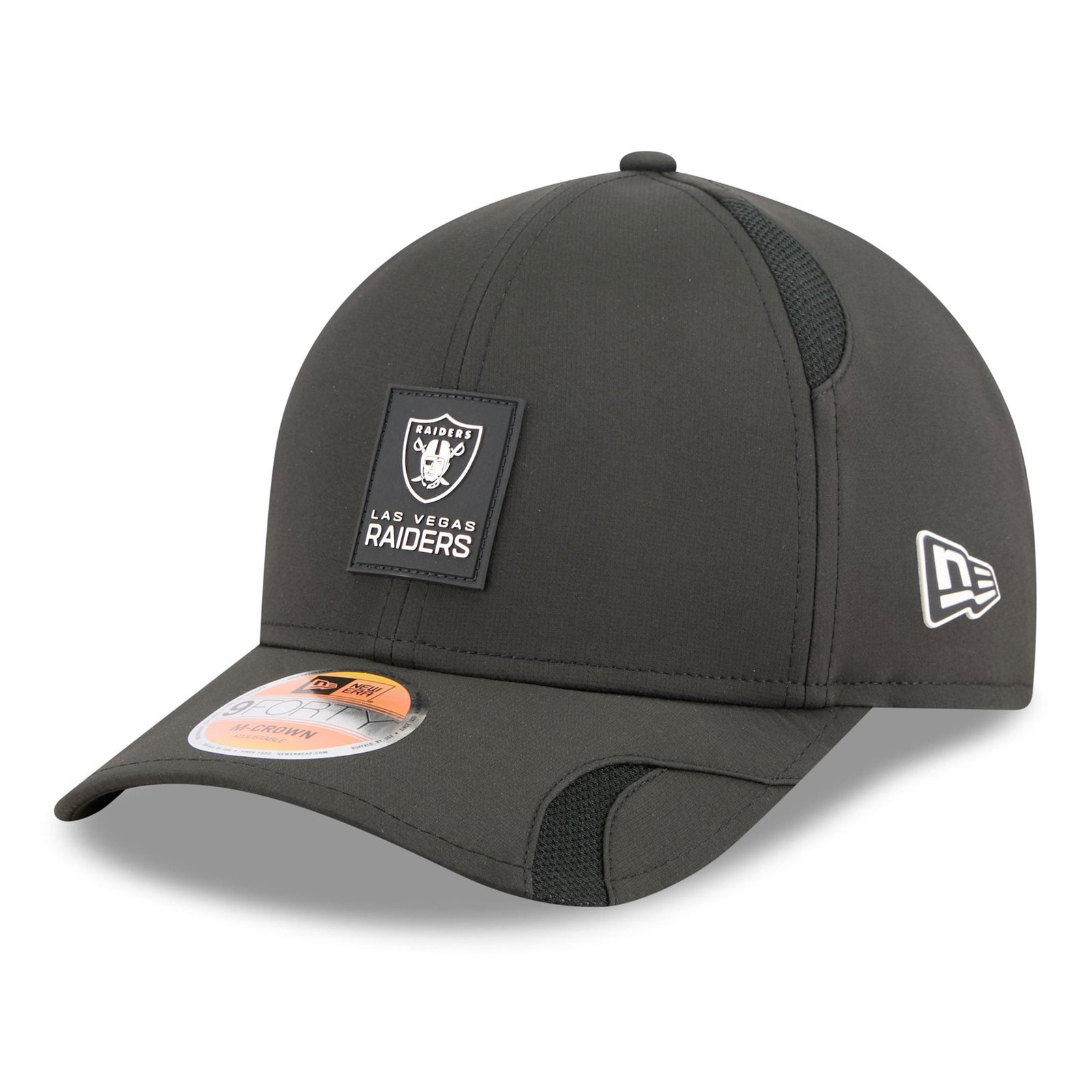 Men’s New Era Black Las Vegas Raiders 2025 Sideline M-Crown 9FORTY Adjustable Hat