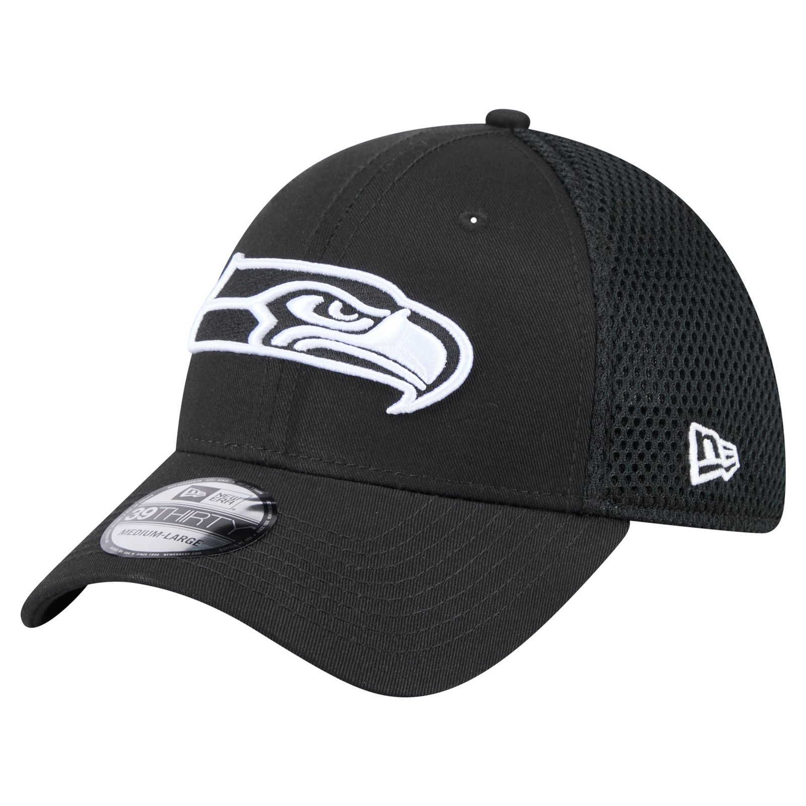 Men’s New Era Black Seattle Seahawks Main Neo 39THIRTY Flex Hat
