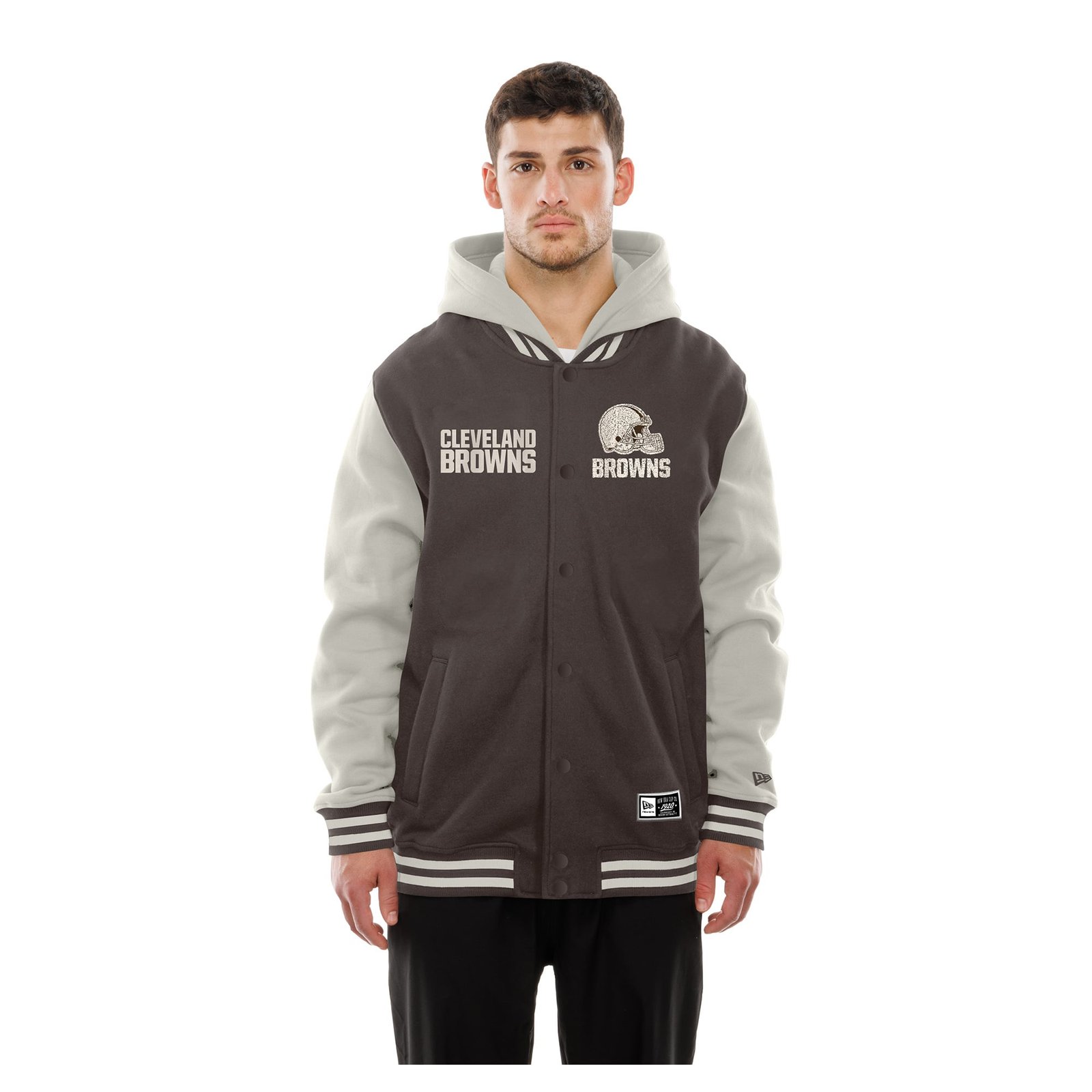 Men’s New Era Brown/Gray Cleveland Browns Full-Snap Fleece Hooded Jacket