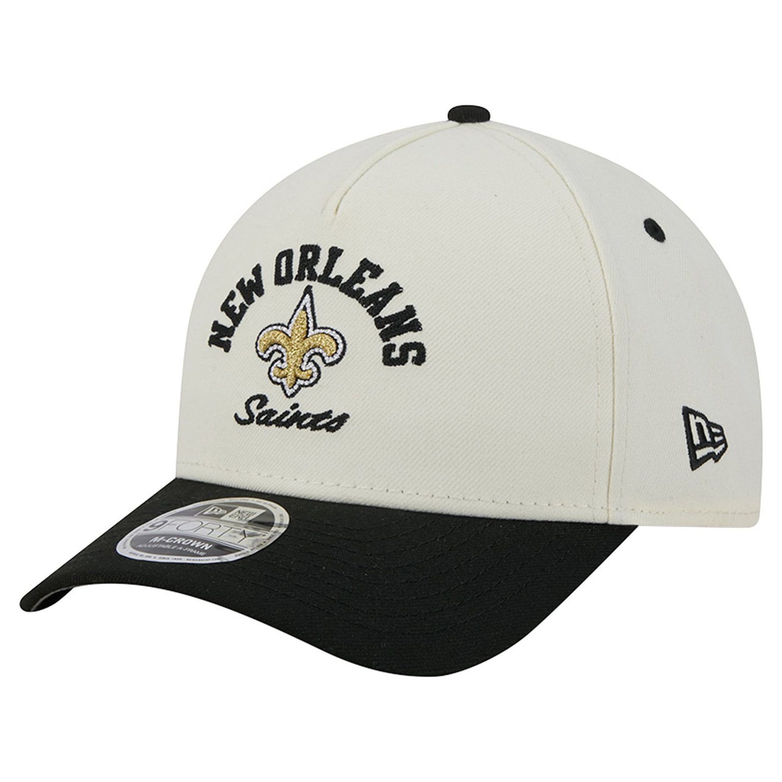 Men’s New Era Cream/Black New Orleans Saints Arch 9FORTY A-Frame M-Crown Adjustable Hat