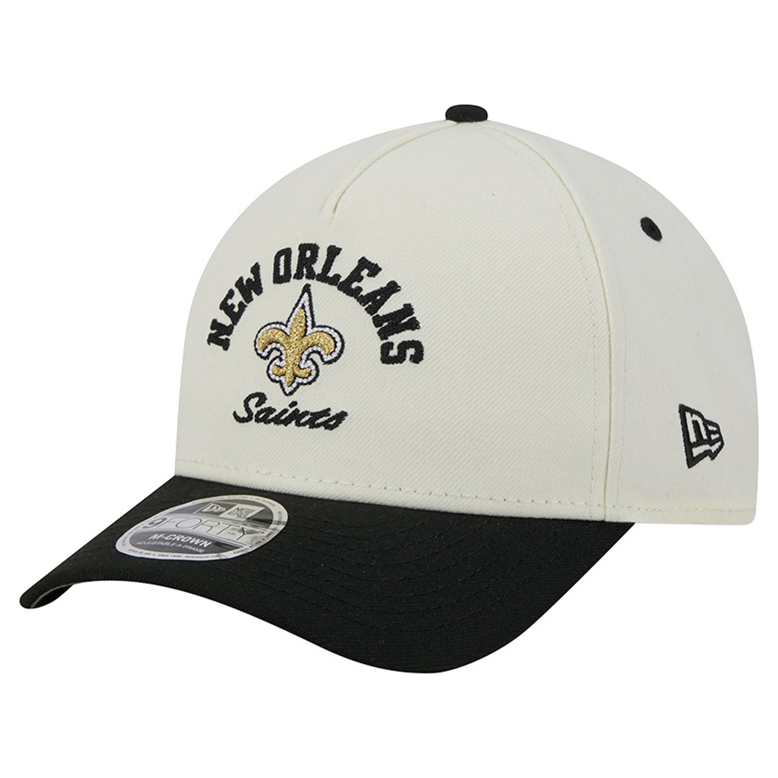 Men’s New Era Cream/Black New Orleans Saints Arch 9FORTY A-Frame M-Crown Adjustable Hat
