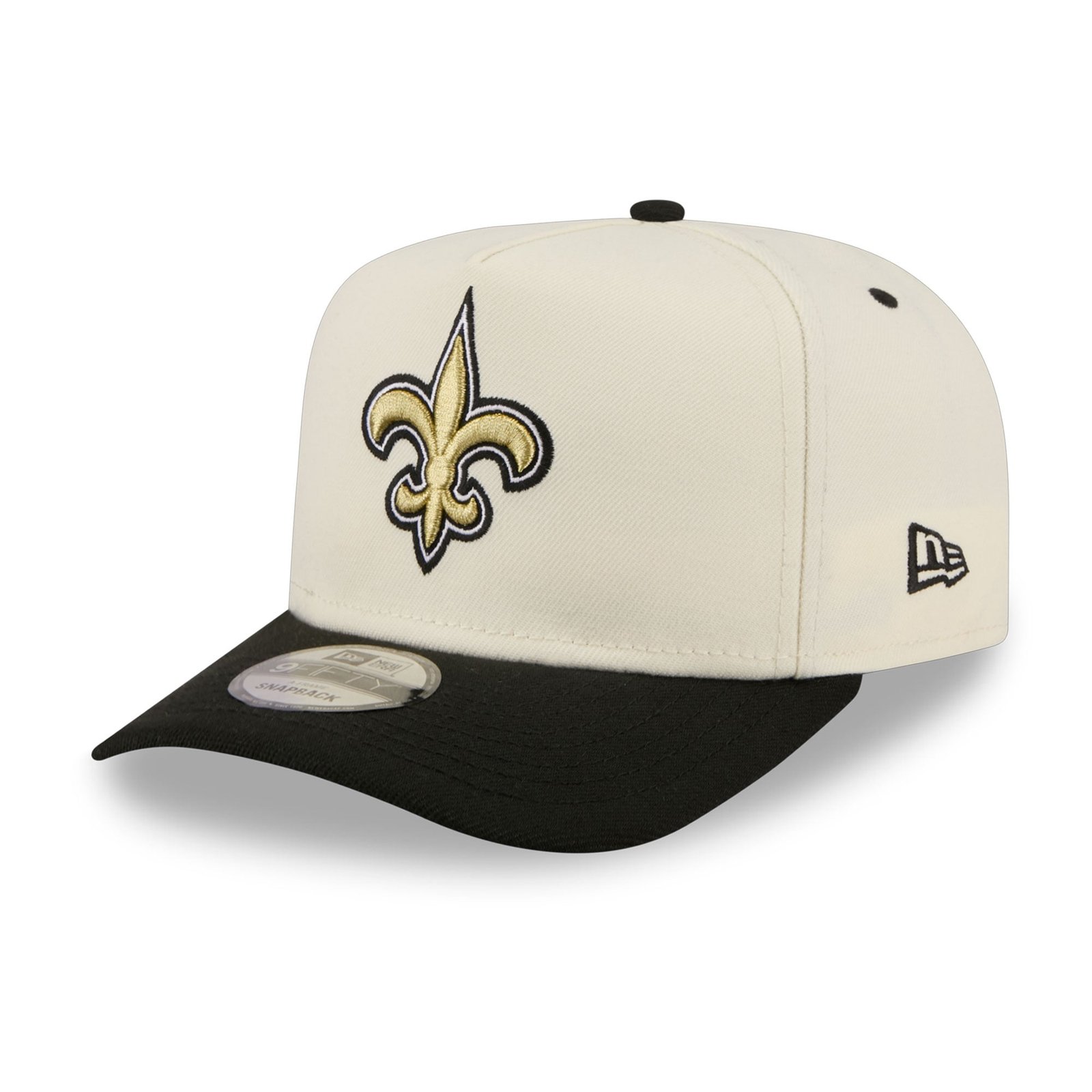 Men’s New Era Cream/Black New Orleans Saints Rear Wordmark A-Frame 9FIFTY Snapback Hat