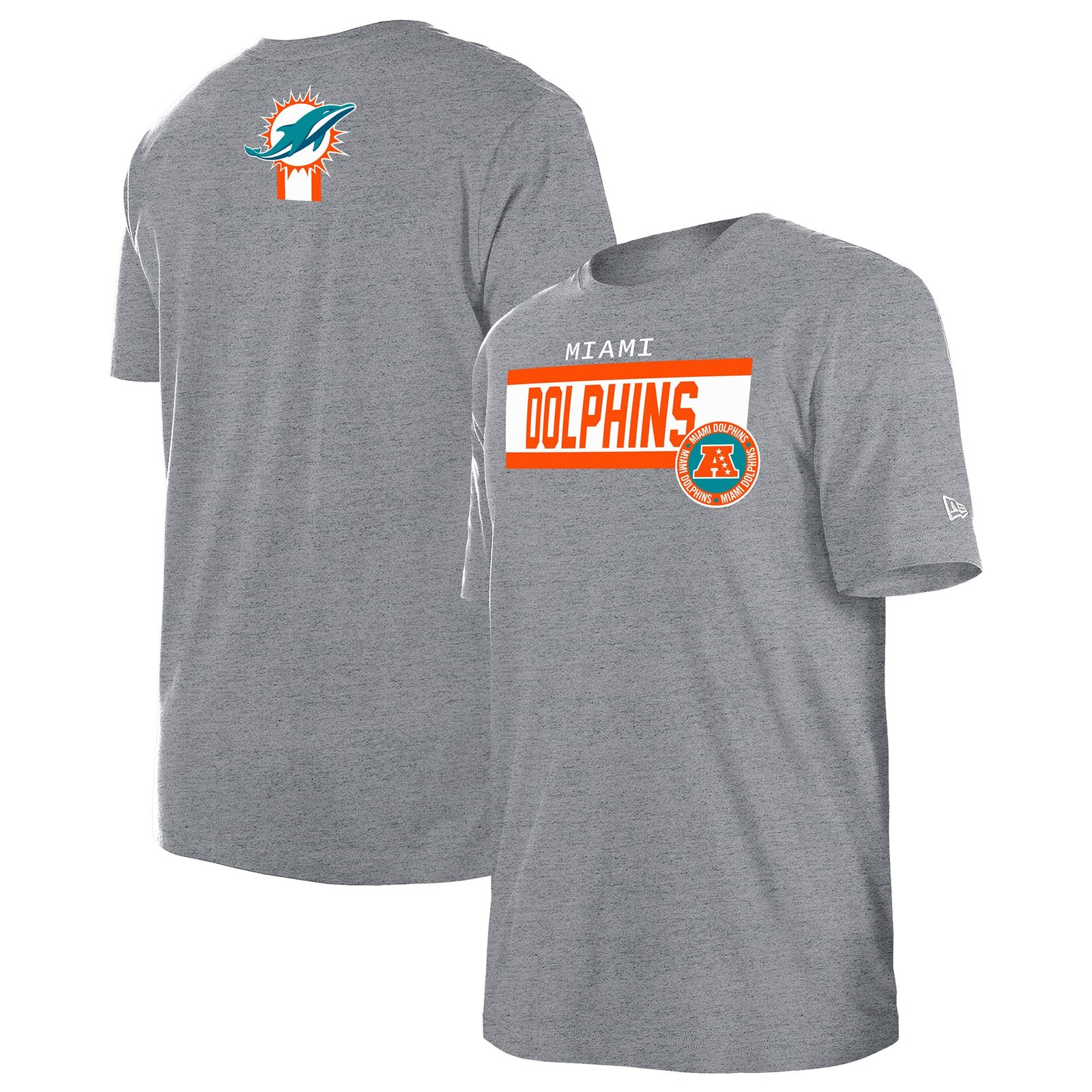 Men’s New Era Gray Miami Dolphins 3rd Down High Density Print T-Shirt