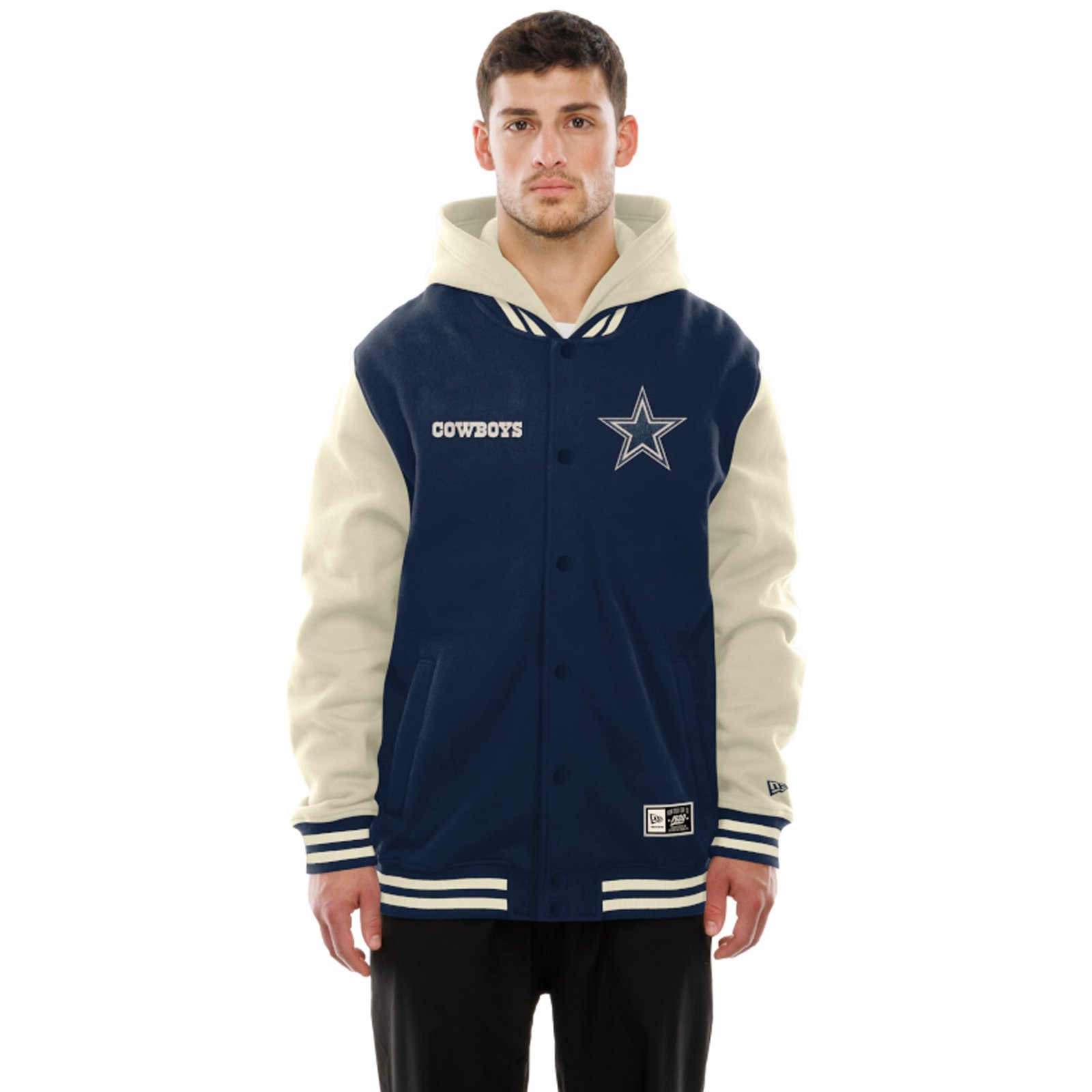 Men’s New Era Navy/Cream Dallas Cowboys Full-Snap Fleece Hoodie Jacket
