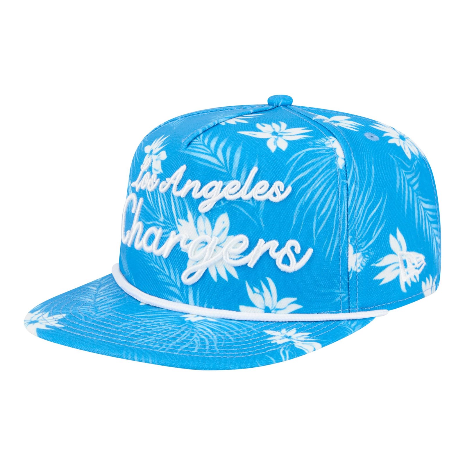 Men’s New Era Powder Blue Los Angeles Chargers Palm Print A-Frame 9FIFTY Snapback Hat
