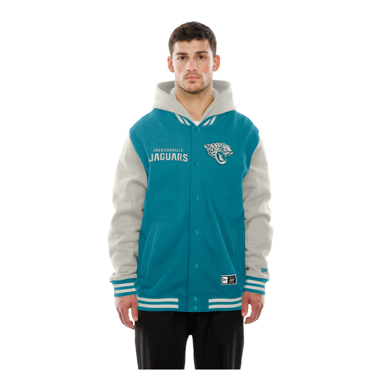 Men’s New Era Teal/Gray Jacksonville Jaguars Full-Snap Fleece Hooded Jacket
