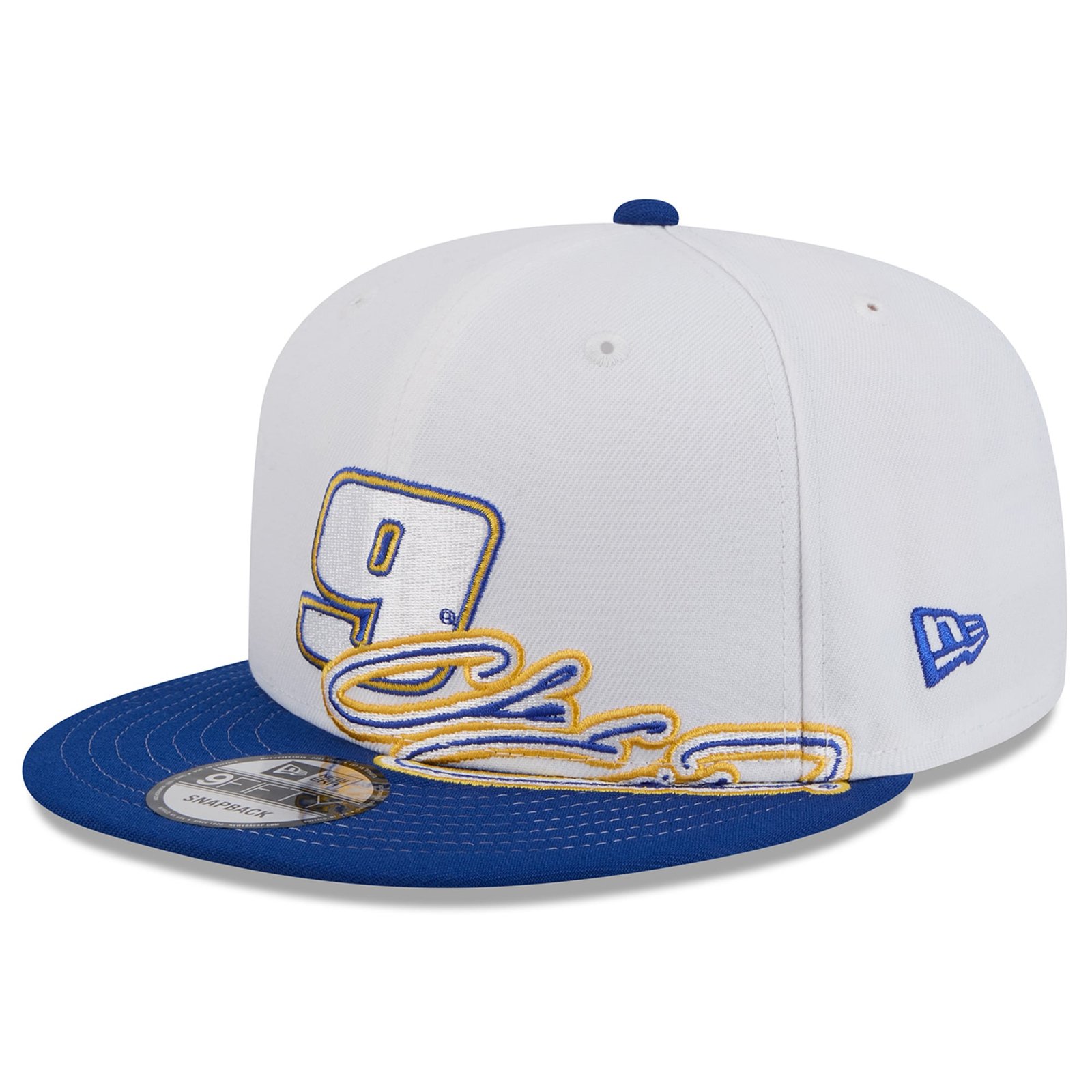 Men’s New Era White/Blue Chase Elliott 9FIFTY Snapback Hat