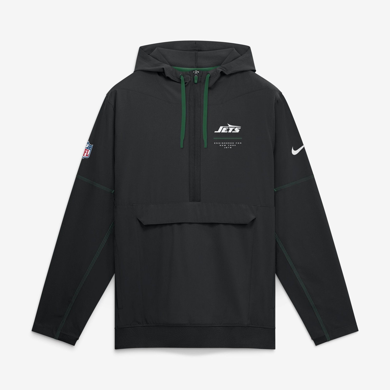 Men’s Nike Black New York Jets Sideline Logo Glory Anorak Half-Zip Hooded Jacket