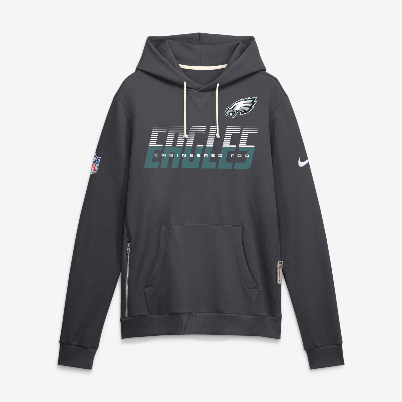 Men’s Nike Charcoal Philadelphia Eagles Sideline Standard Issue Top Prospect Dri-FIT Hoodie