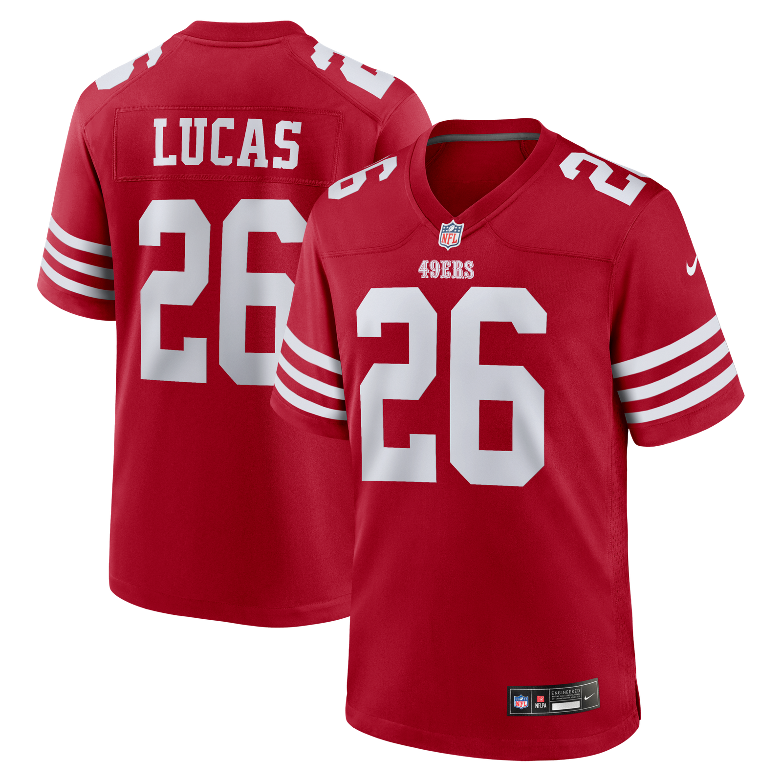 Men’s Nike Chase Lucas Scarlet San Francisco 49ers Team Game Jersey