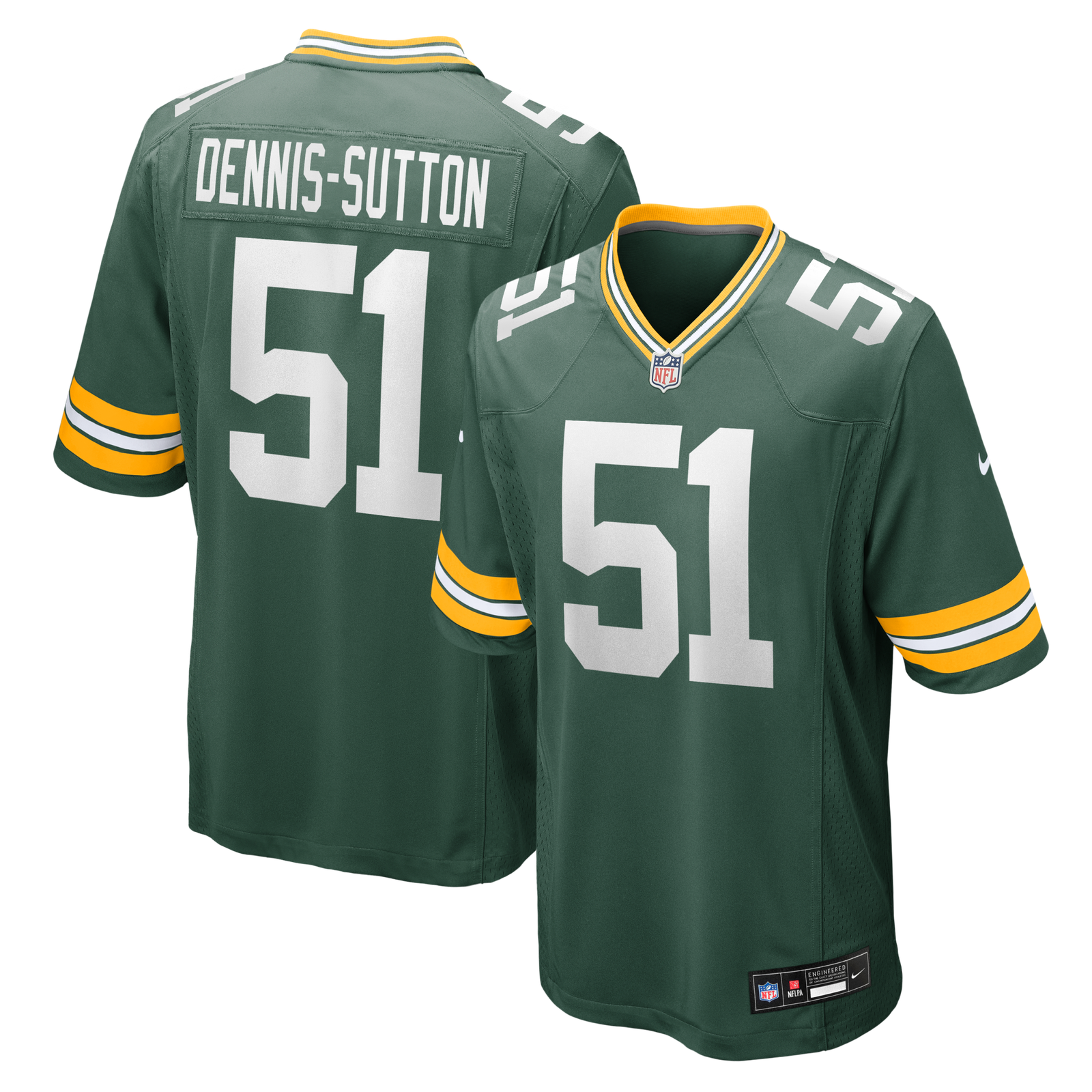 Men’s Nike Dani Dennis-Sutton Green Green Bay Packers Team Game Jersey