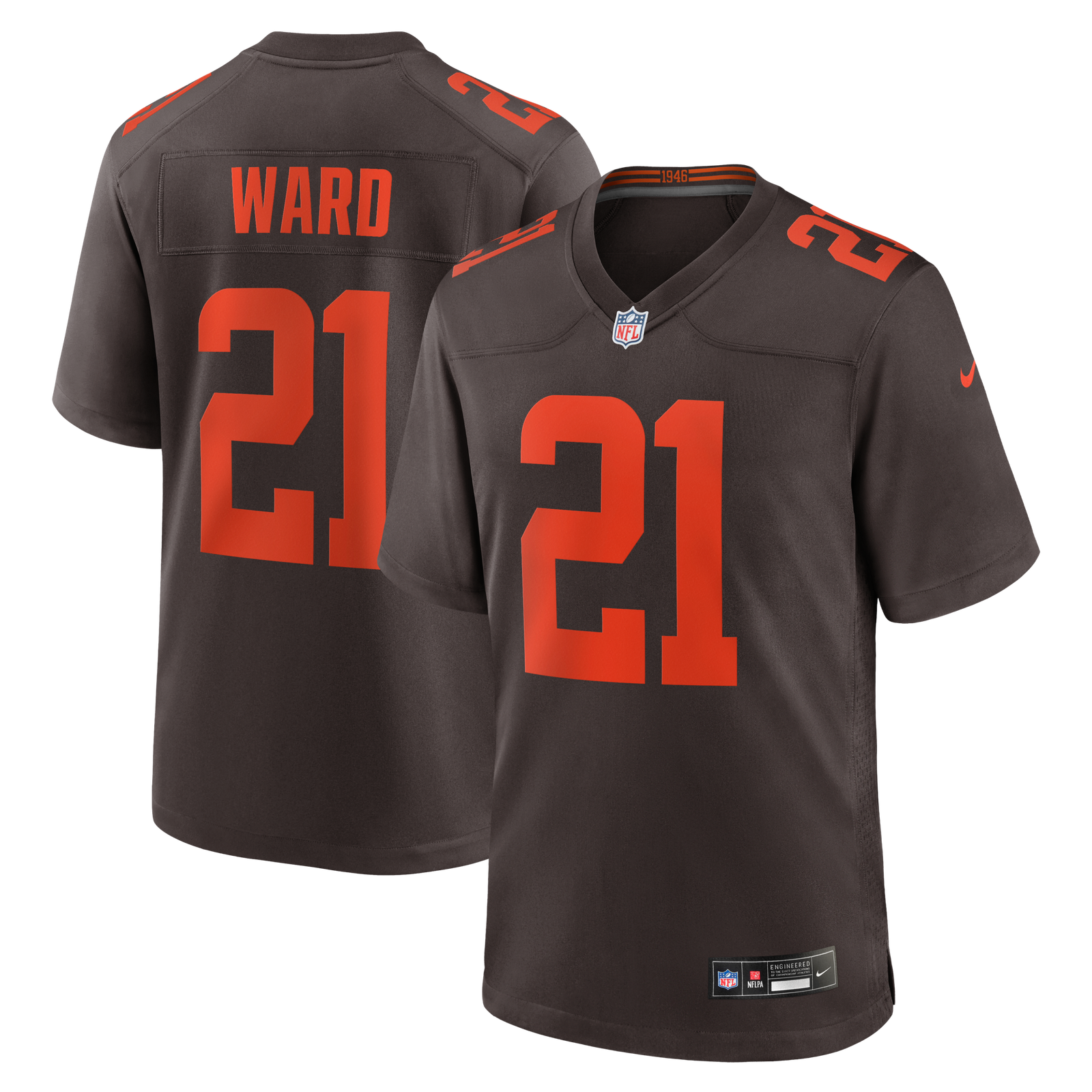 Men’s Nike Denzel Ward Brown Cleveland Browns Alpha Dawg Game Jersey