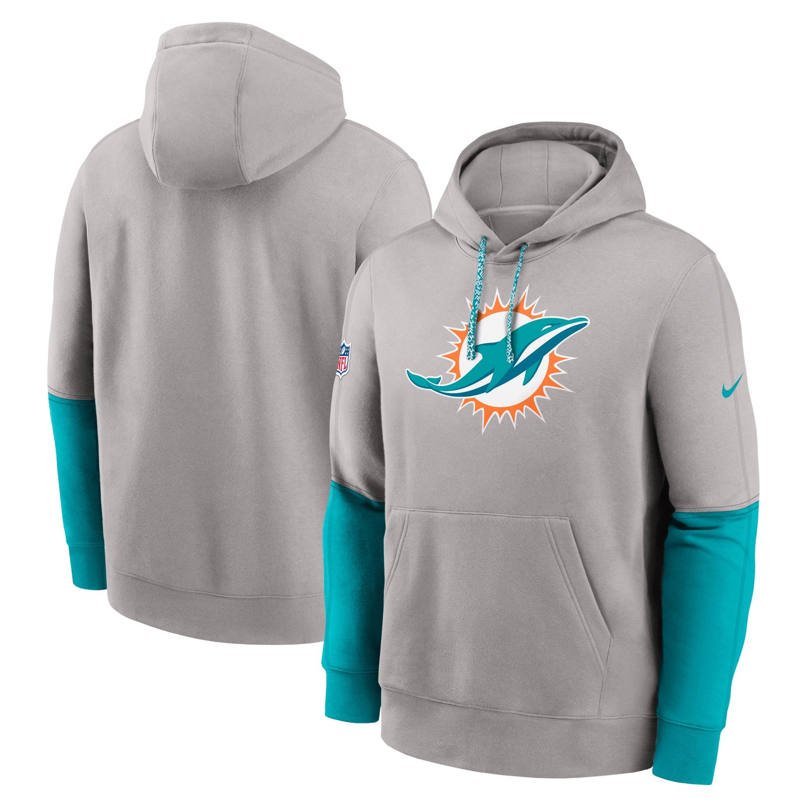 Men’s Nike Gray Miami Dolphins 2024 Sideline Club Pullover Hoodie