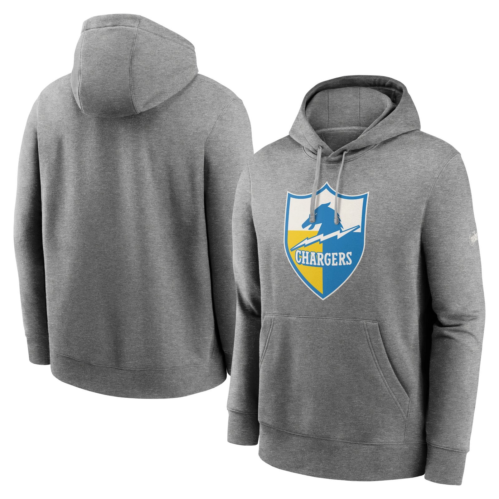 Men’s Nike Heathered Gray Los Angeles Chargers Rewind Club Fleece Pullover Hoodie
