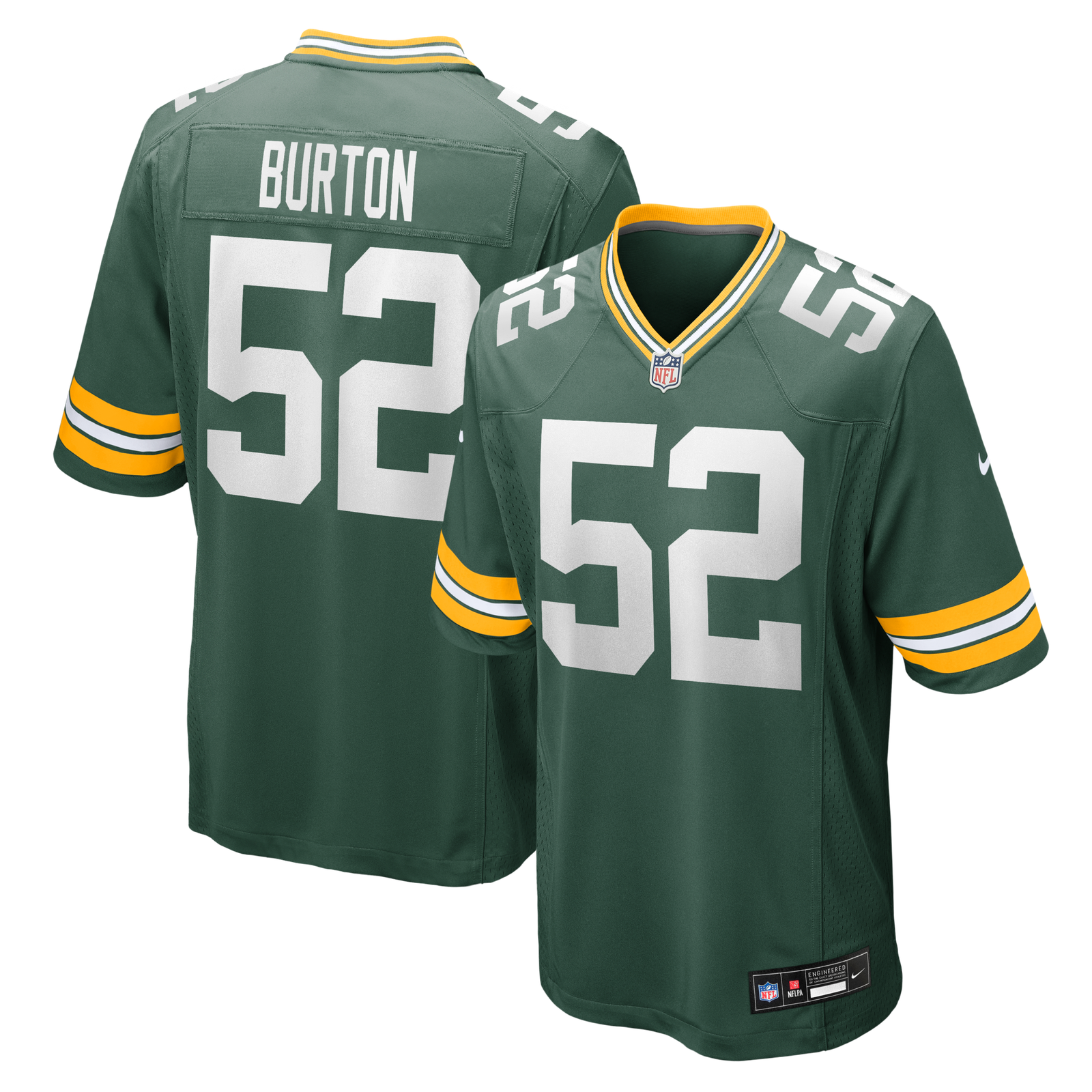 Men’s Nike Jager Burton Green Green Bay Packers Team Game Jersey