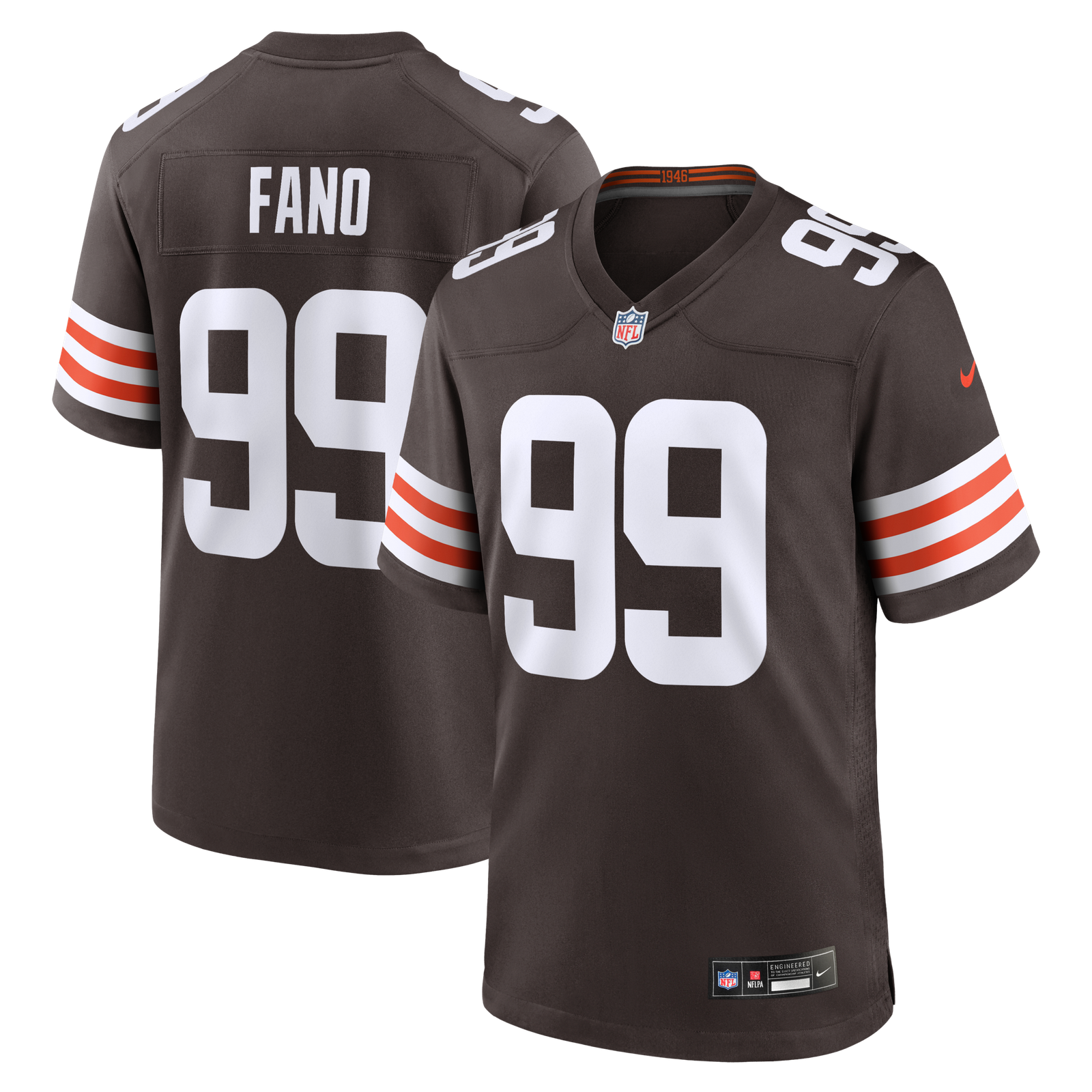 Men’s Nike Logan Fano Brown Cleveland Browns Team Game Jersey