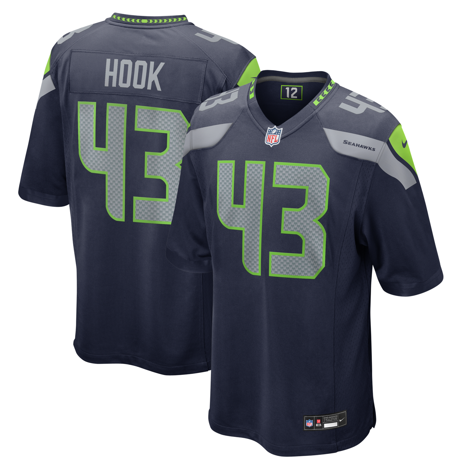 Men’s Nike Maxen Hook College Navy Seattle Seahawks Team Game Jersey