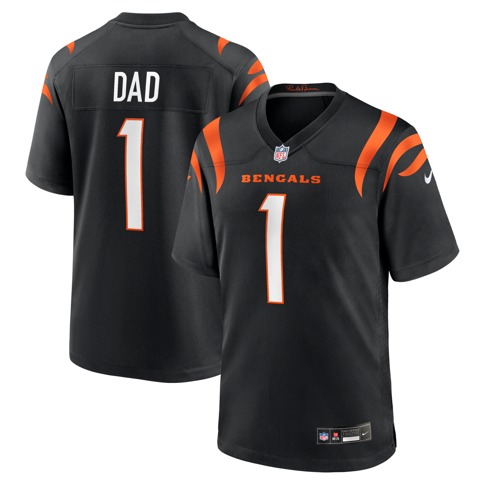 Men’s Nike Number 1 Dad Black Cincinnati Bengals Game Jersey