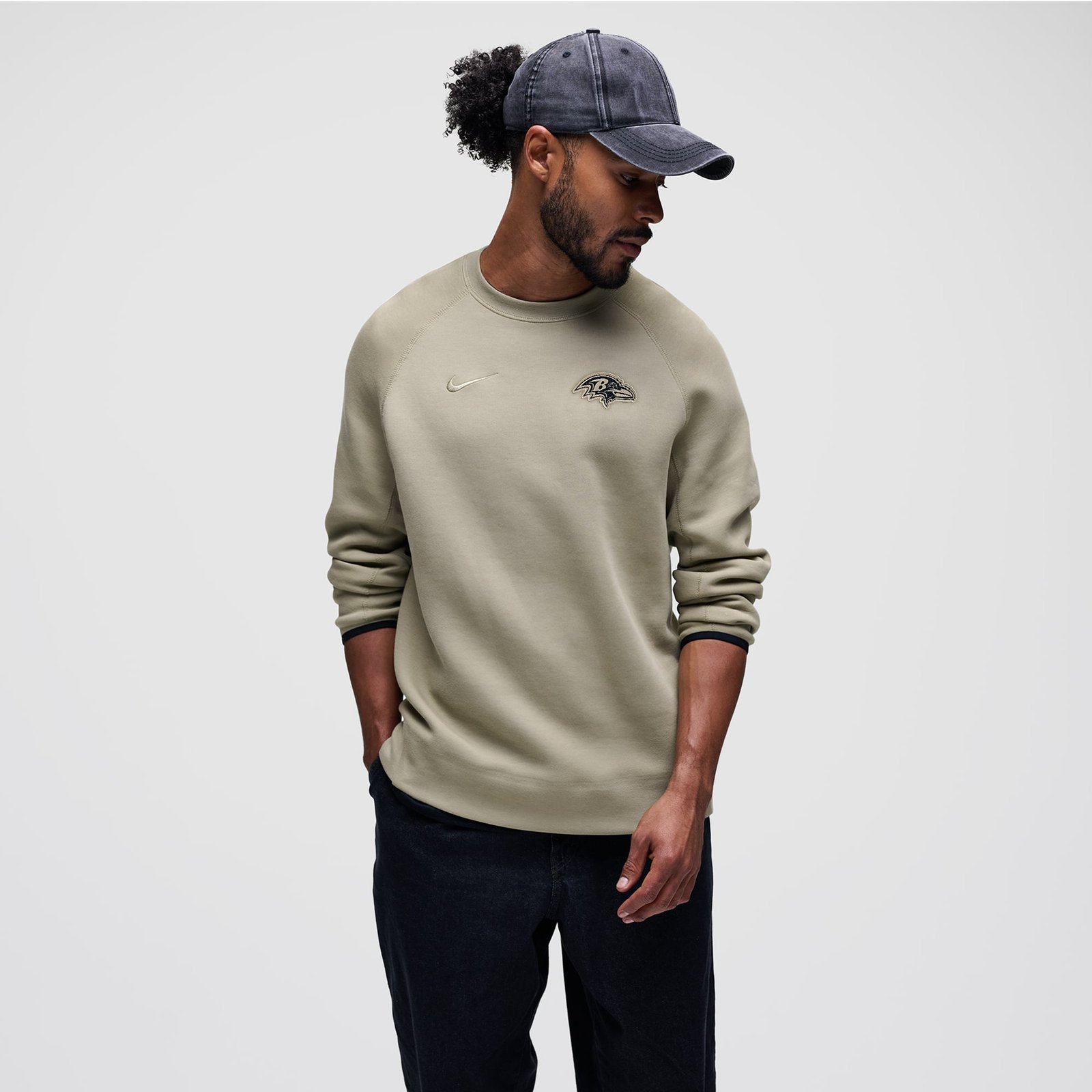 Men’s Nike Olive Baltimore Ravens Tech Fleece Raglan Sweatshirt