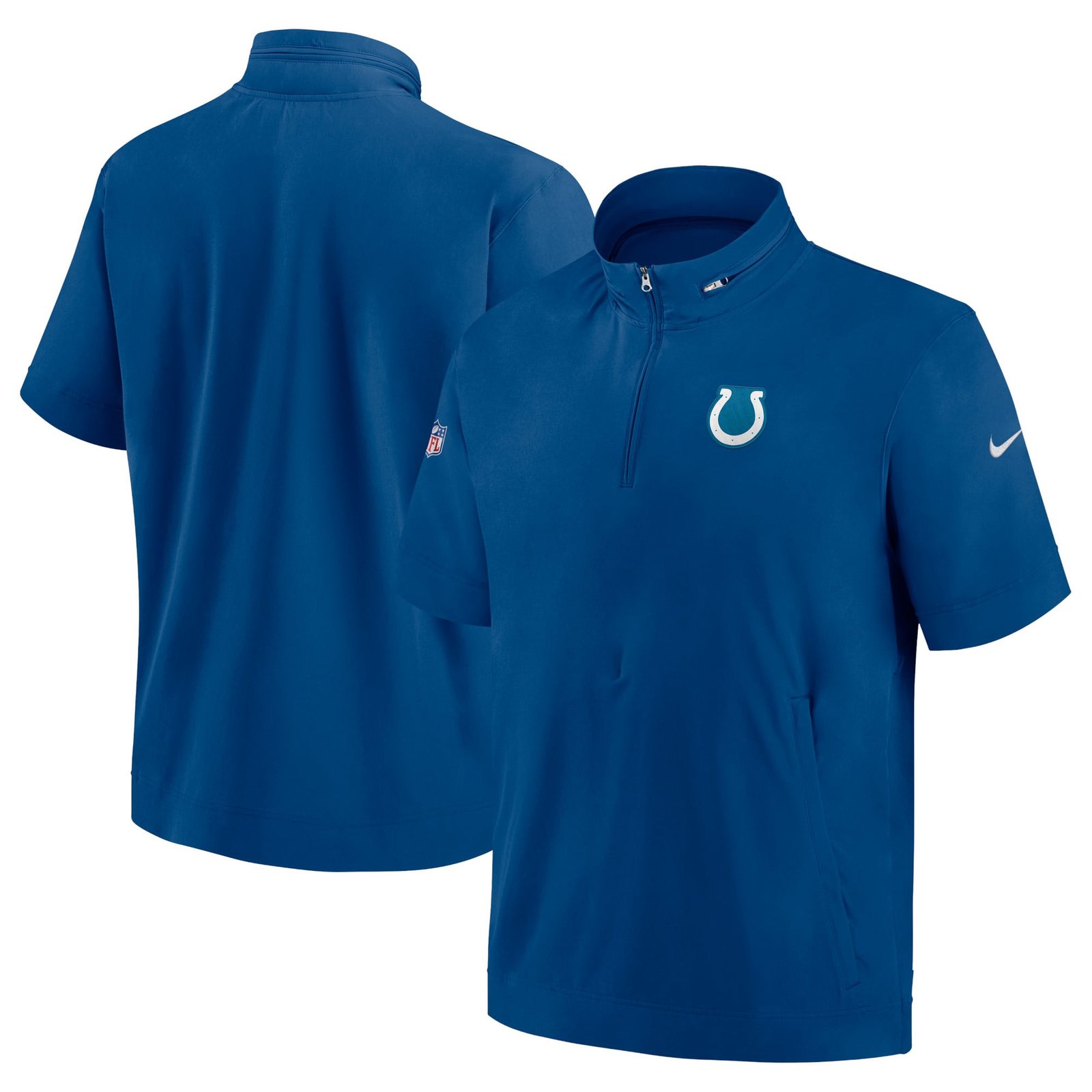 Men’s Nike Royal Indianapolis Colts Sideline Coach Short Sleeve Hoodie Quarter-Zip Jacket