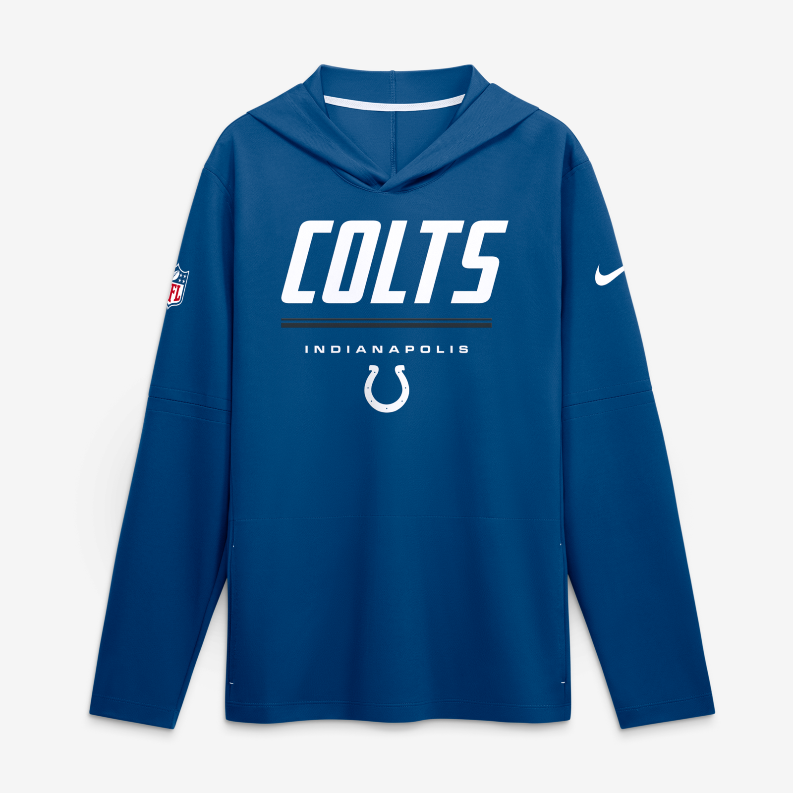 Men’s Nike Royal Indianapolis Colts Sideline Game On Lightweight Long Sleeve Hooded Dri-FIT Top