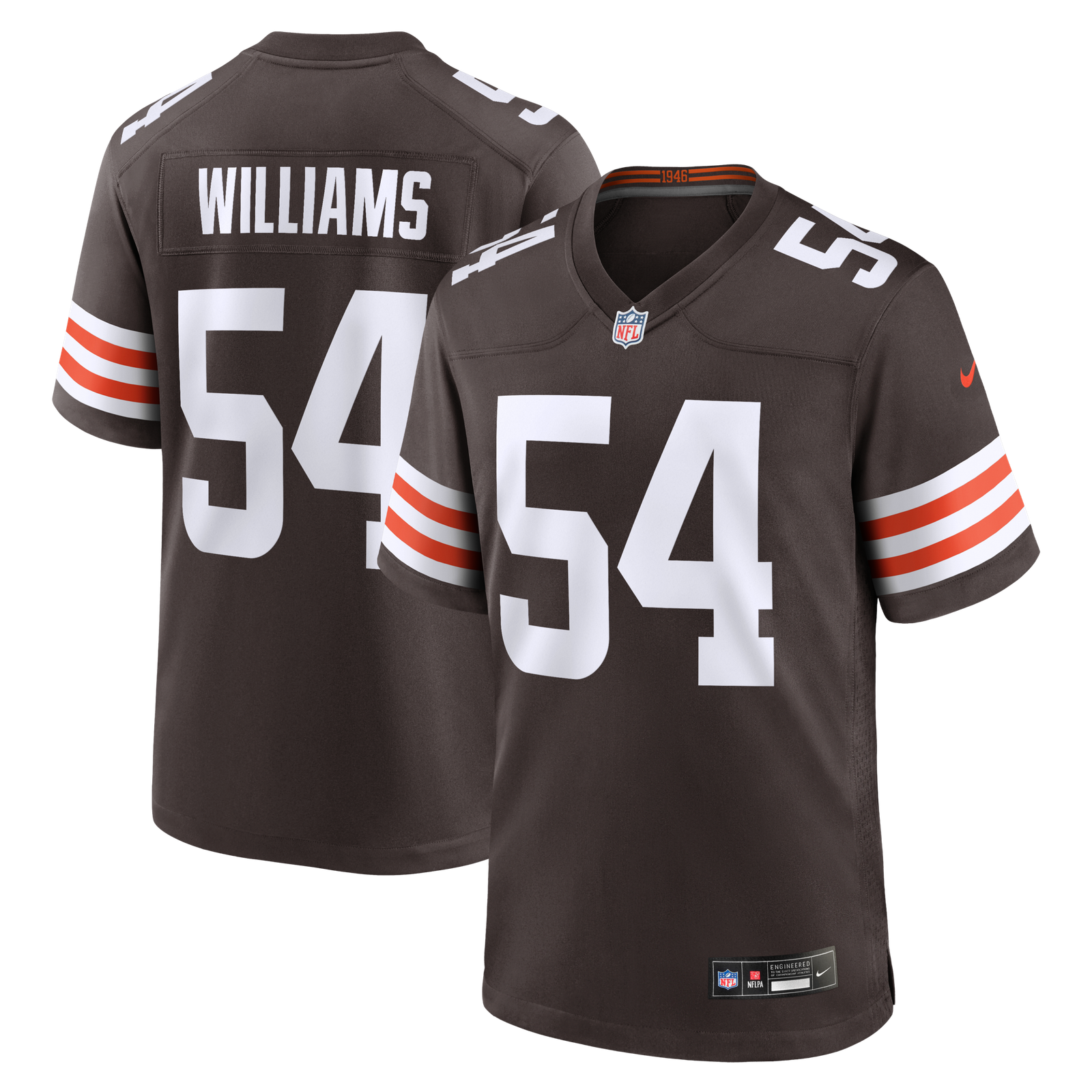 Men’s Nike Sam Williams Brown Cleveland Browns Team Game Jersey