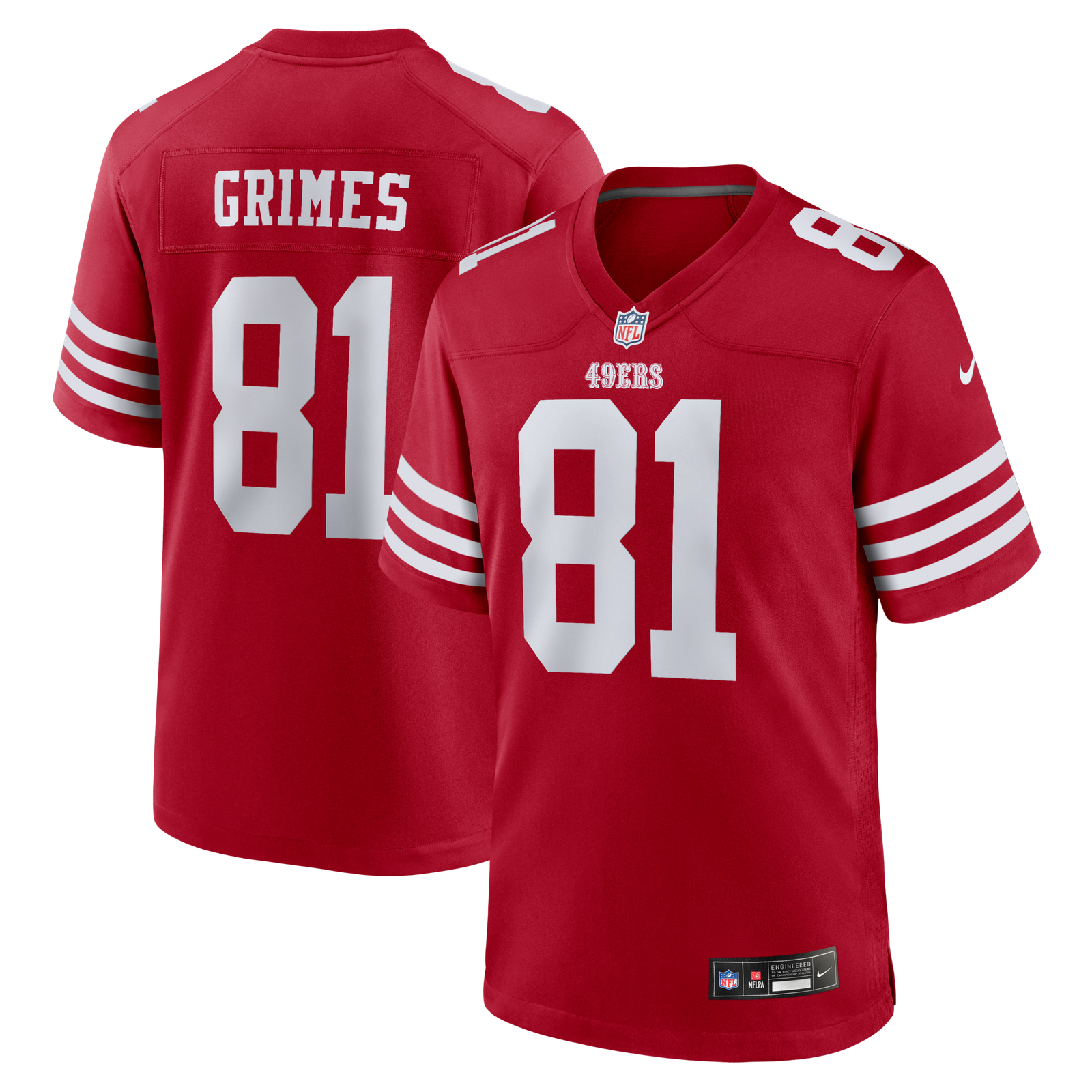 Men’s Nike Wesley Grimes Scarlet San Francisco 49ers Team Game Jersey
