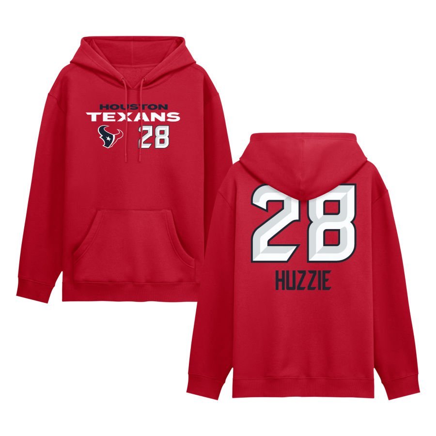 Men’s Red Houston Texans Touchdown Wordmark Personalized Name & Number Hoodie