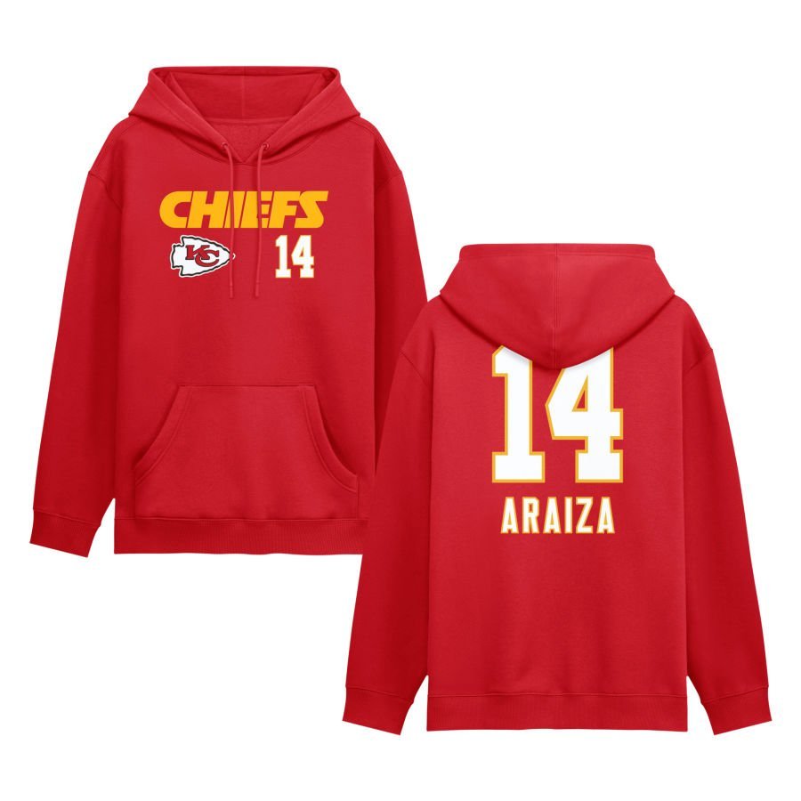 Men’s Red Kansas City Chiefs Touchdown Wordmark Personalized Name & Number Hoodie